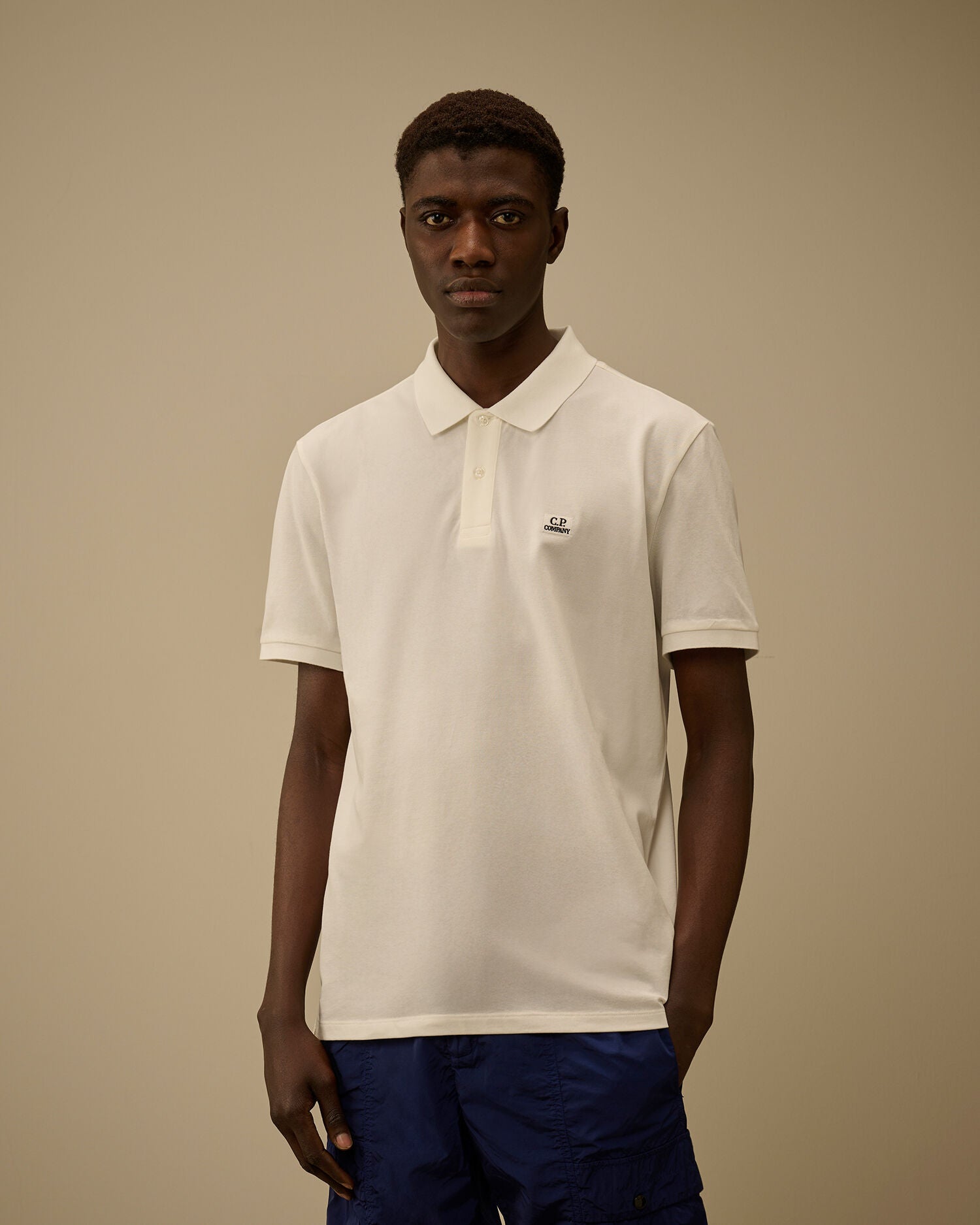 Stretch Piquet Short Sleeve Polo C.P. Company - Gauze White