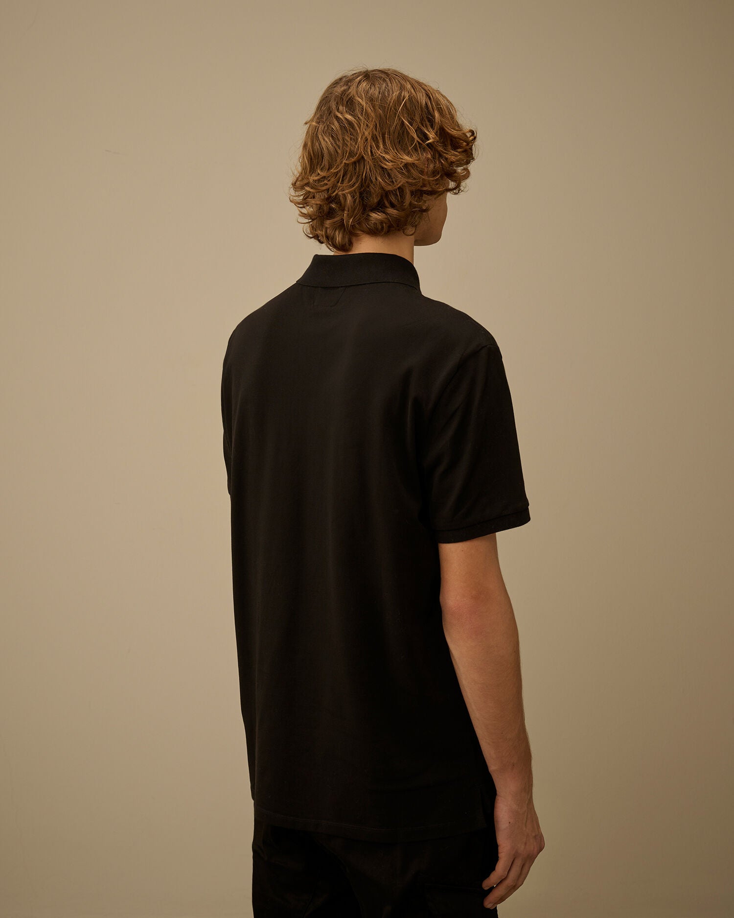 Stretch Piquet Short Sleeve Polo C.P. Company - Black