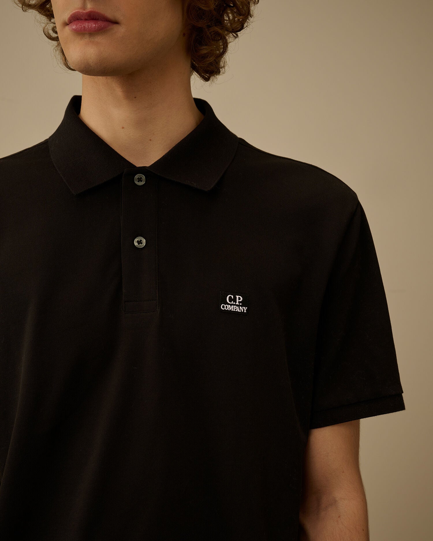 Stretch Piquet Short Sleeve Polo C.P. Company - Black