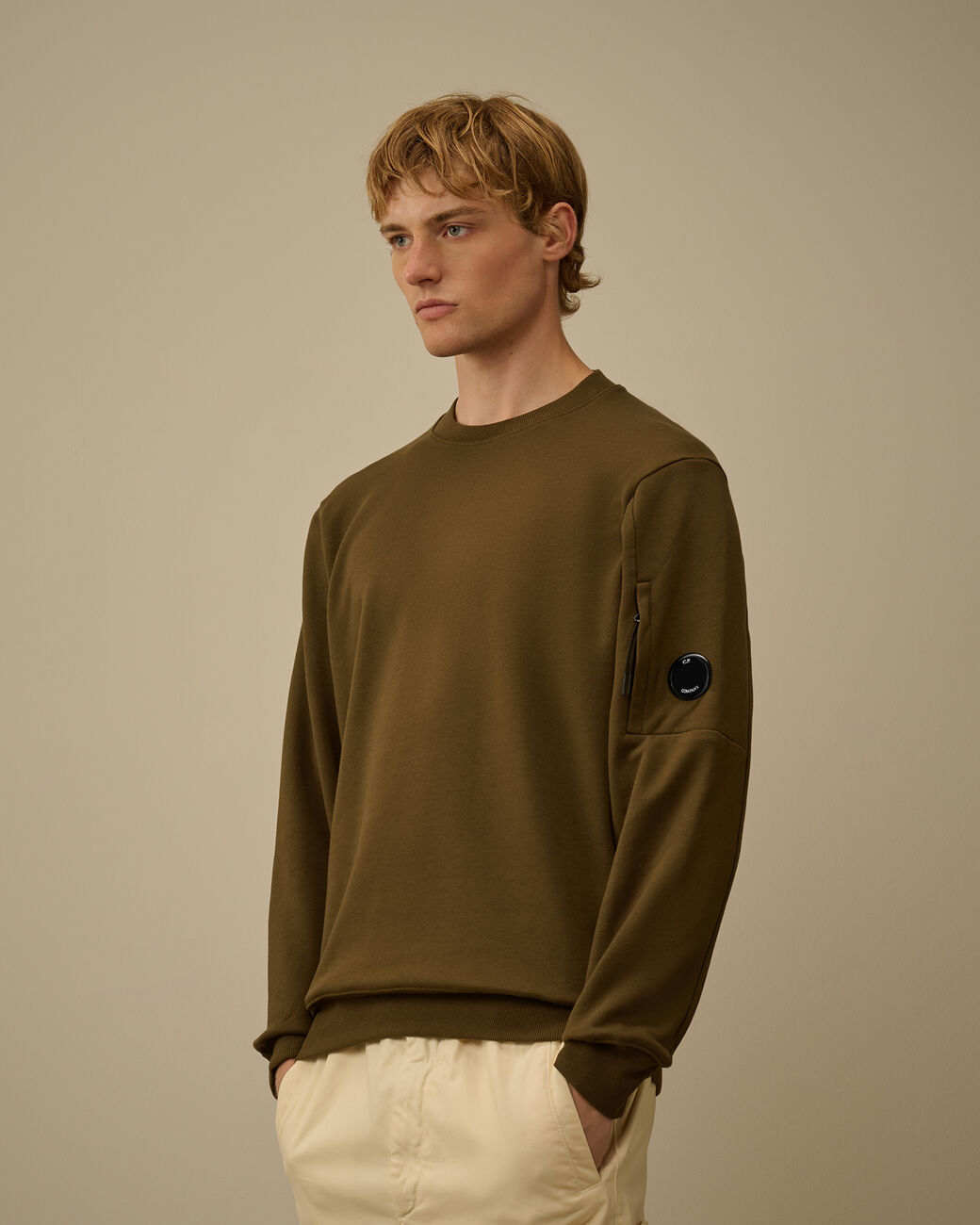 Diagonal Raised Fleece Crewneck Lens Sweatshirt CP Company® AW25 - Ivy Green 683