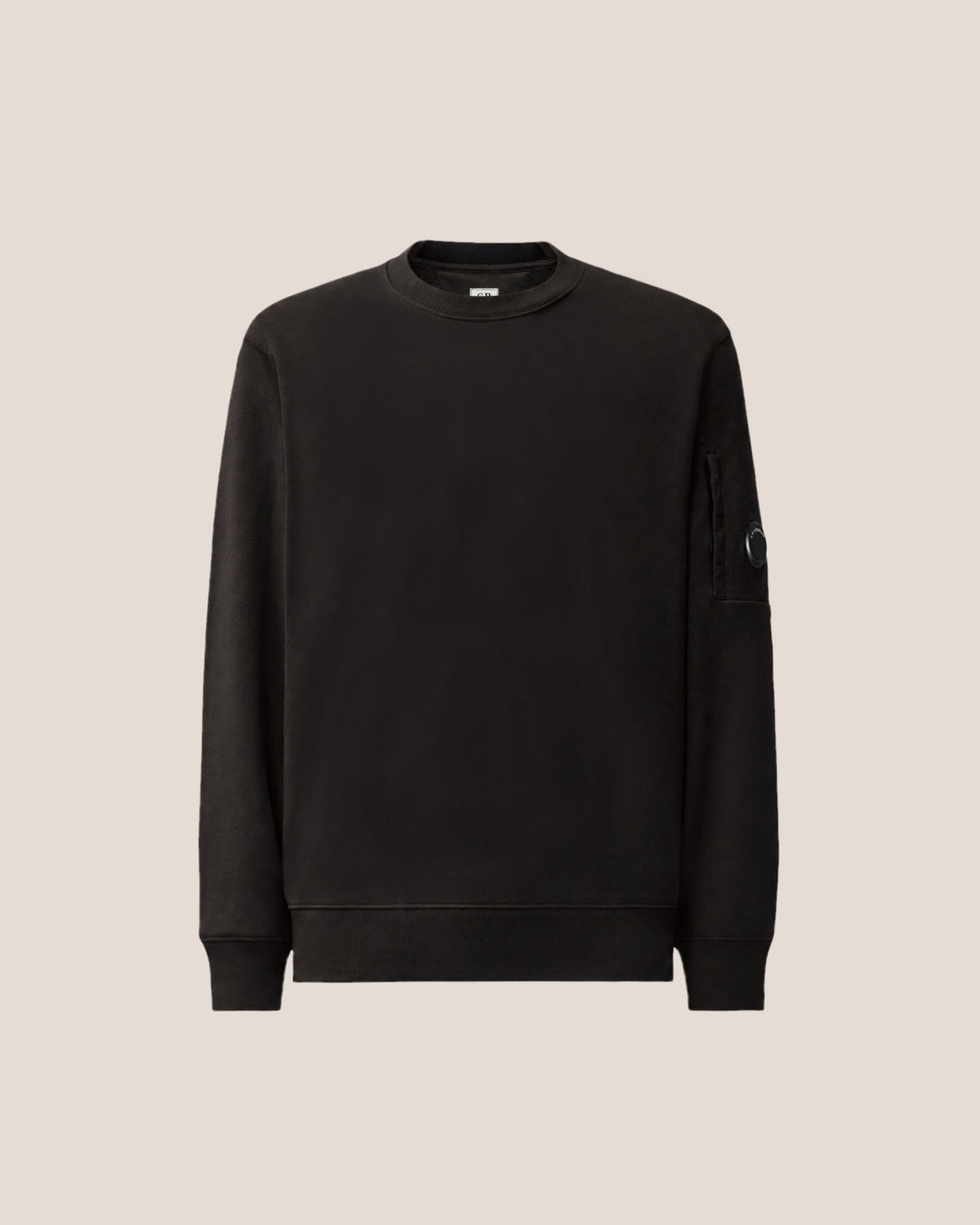 C.P. Company Diagonal Raised Fleece Crewneck Lens Sweatshirt - Black