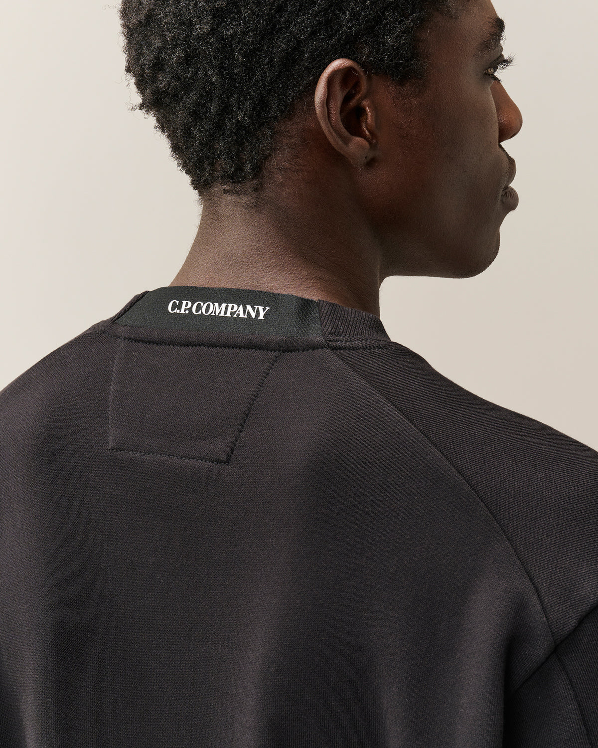 C.P. Company Diagonal Raised Fleece Crewneck Lens Sweatshirt - Black, detail 4