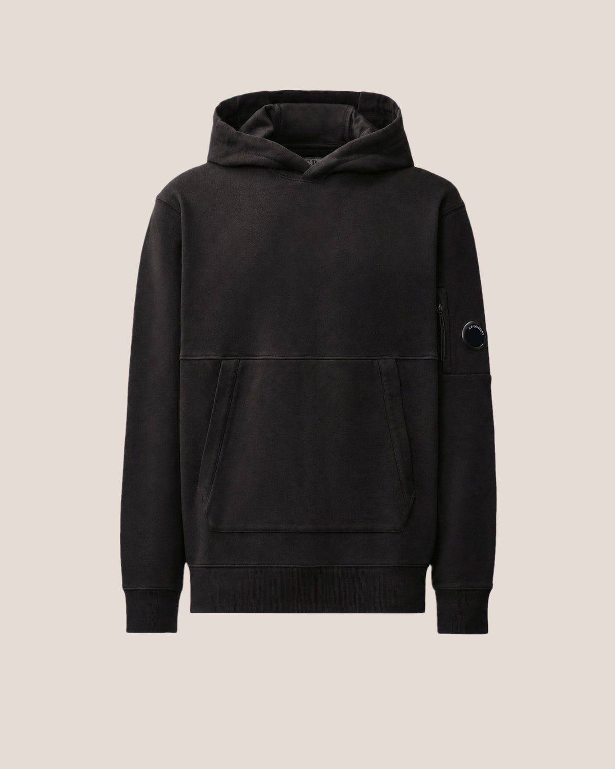 C.P. Company Sweatshirts Sweat Hooded in Diagonal Raised Fleece - Black
