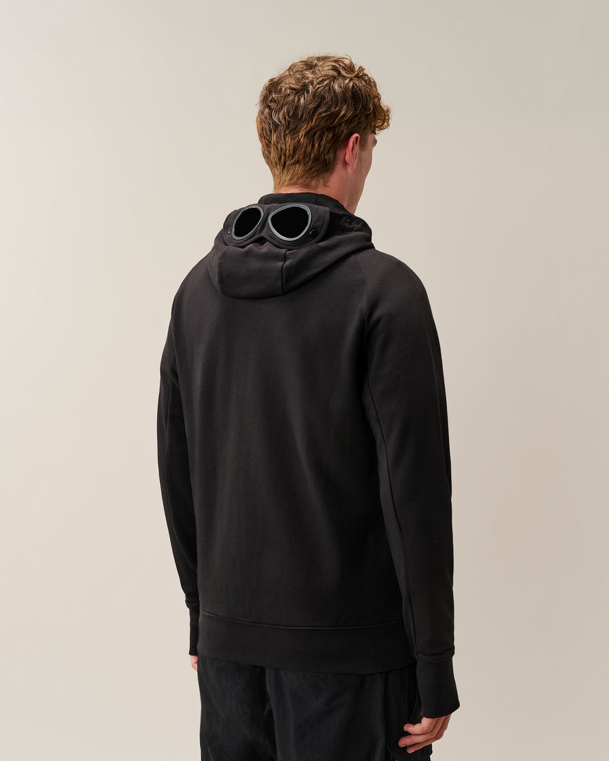 C.P. Company Diagonal Raised Fleece Goggle Zip Sweatshirt - Black, detail 2