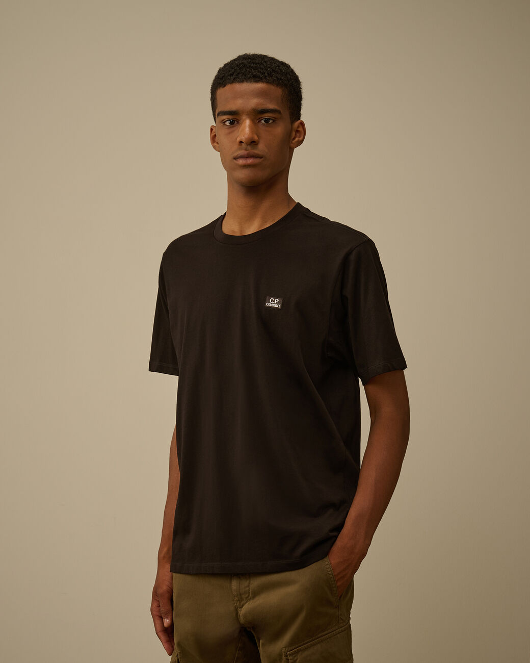 30/1 Jersey Short Sleeve Logo Patch T-Shirt CP Company® AW25 - Black