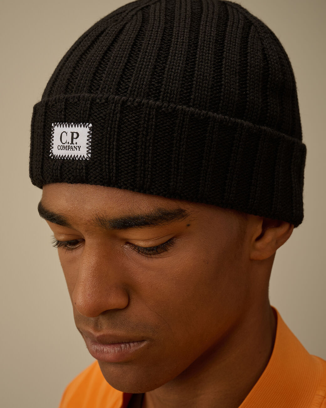 Extrafine Merino Wool Logo Beanie CP Company® AW25 - Black