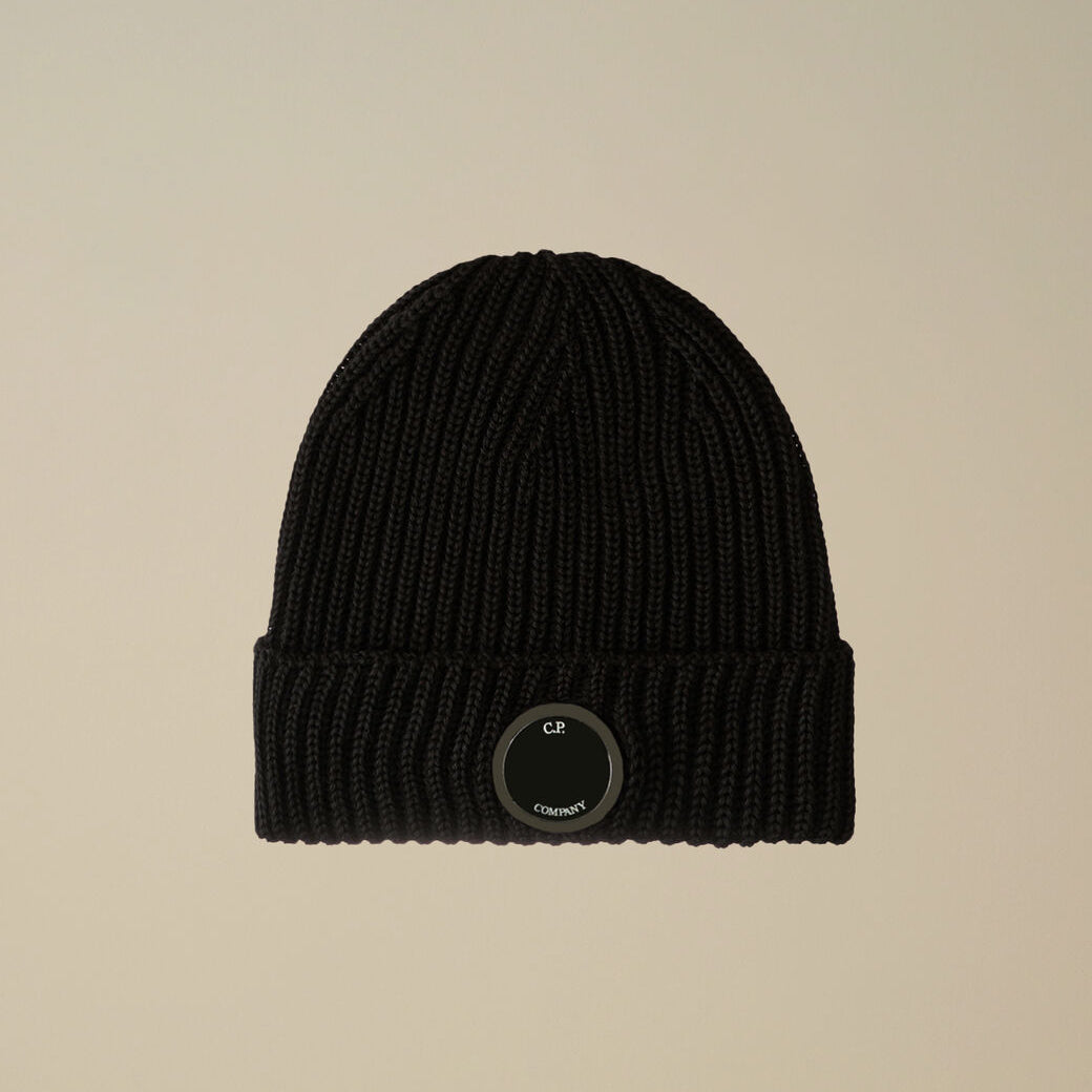Extrafine Merino Wool Lens Beanie CP Company® AW25 - Black