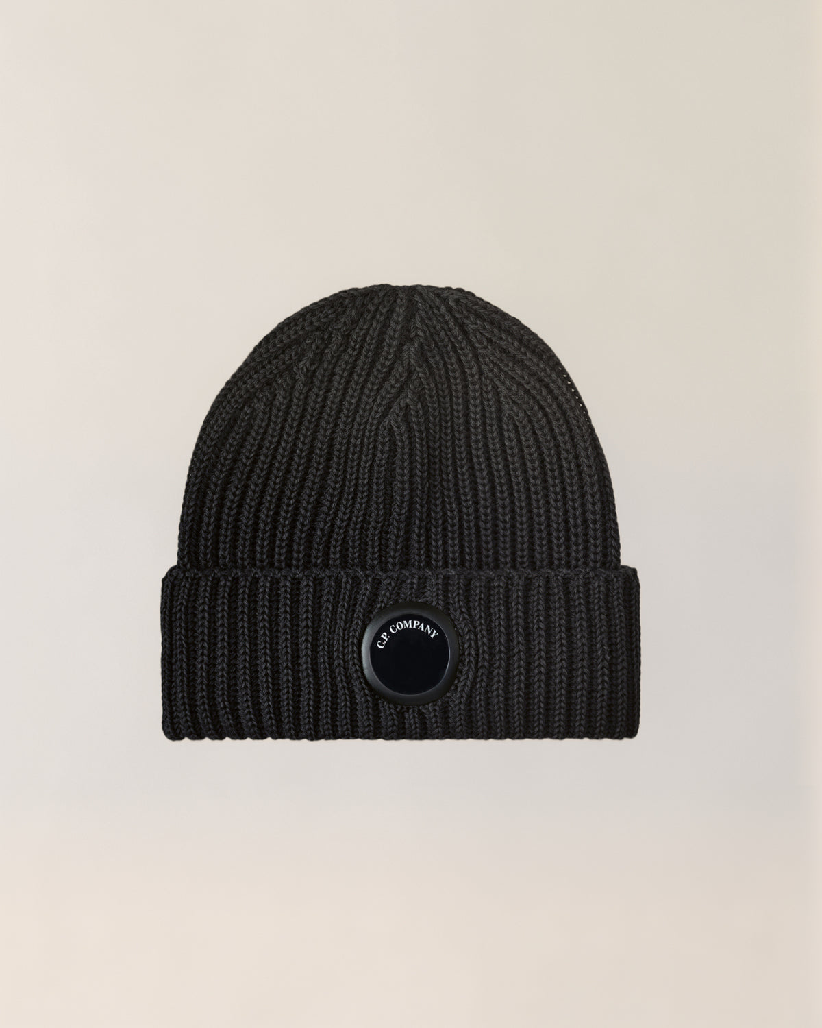 C.P. Company Extrafine Merino Wool Lens Beanie - Black