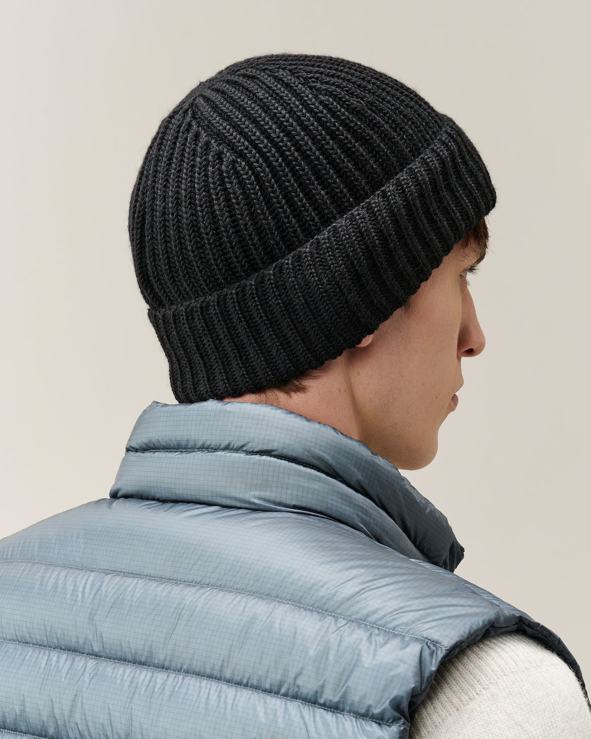 C.P. Company Extrafine Merino Wool Lens Beanie - Black, detail 2