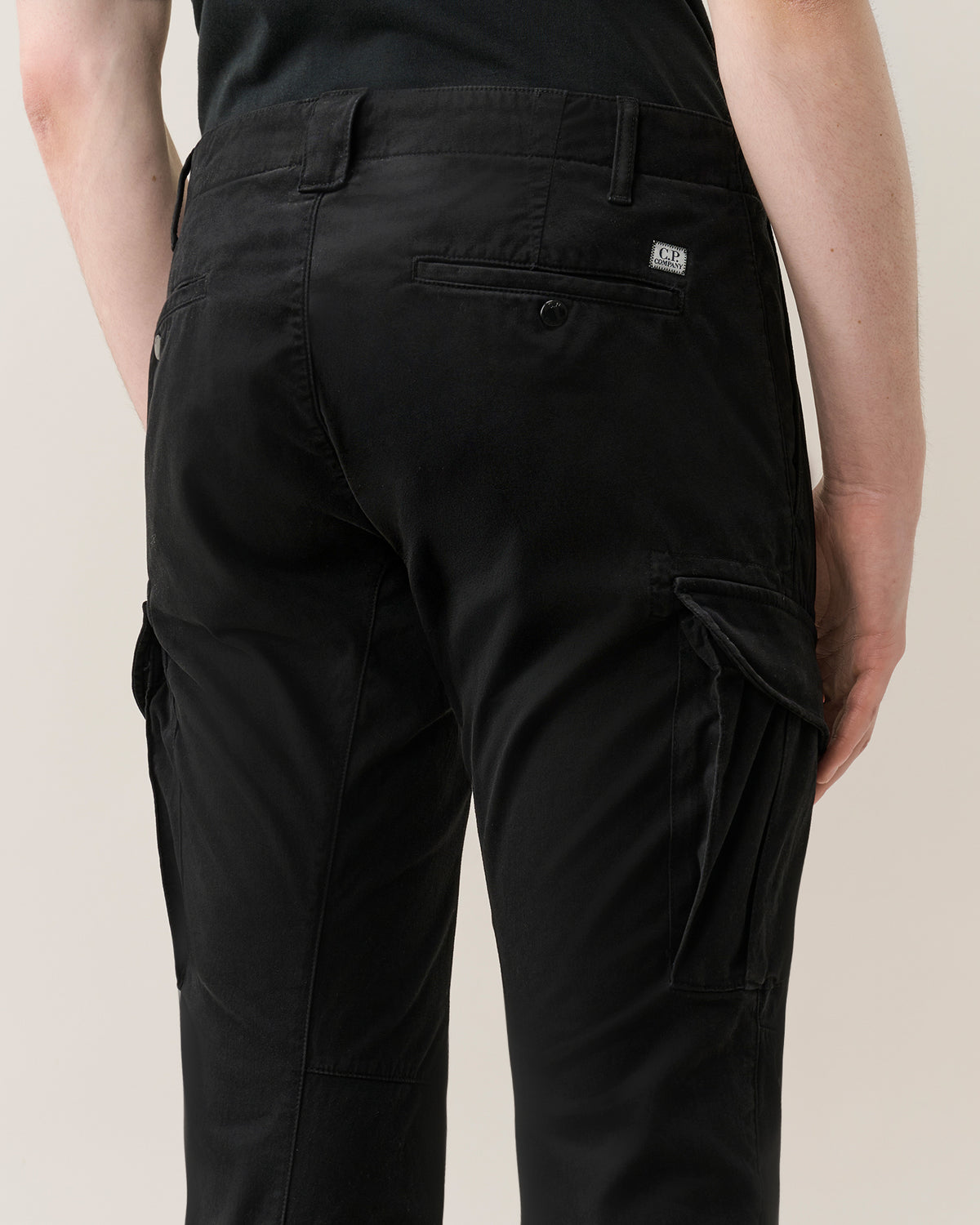 C.P. Company Stretch Sateen Ergonomic Cargo Pants - Black, detail 4