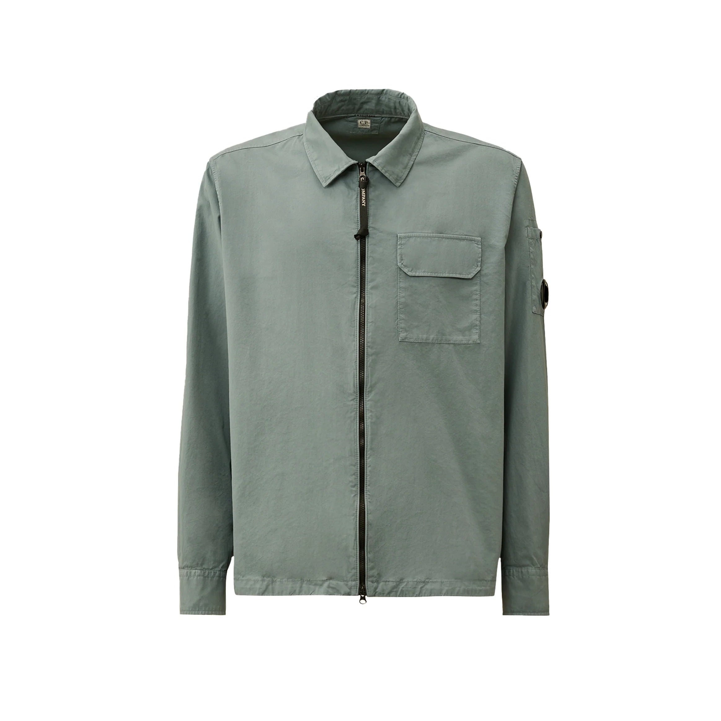 Organic Gabardine Full Zip Overshirt C.P. Company® - Vintage Khaki