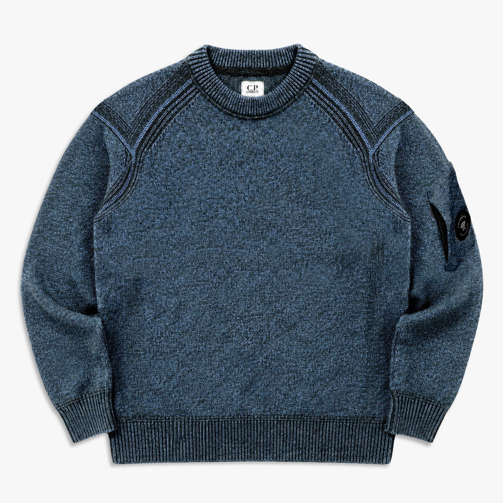 C.P. Company Knitwear Crew Neck in Fleece Knit Orion Blue