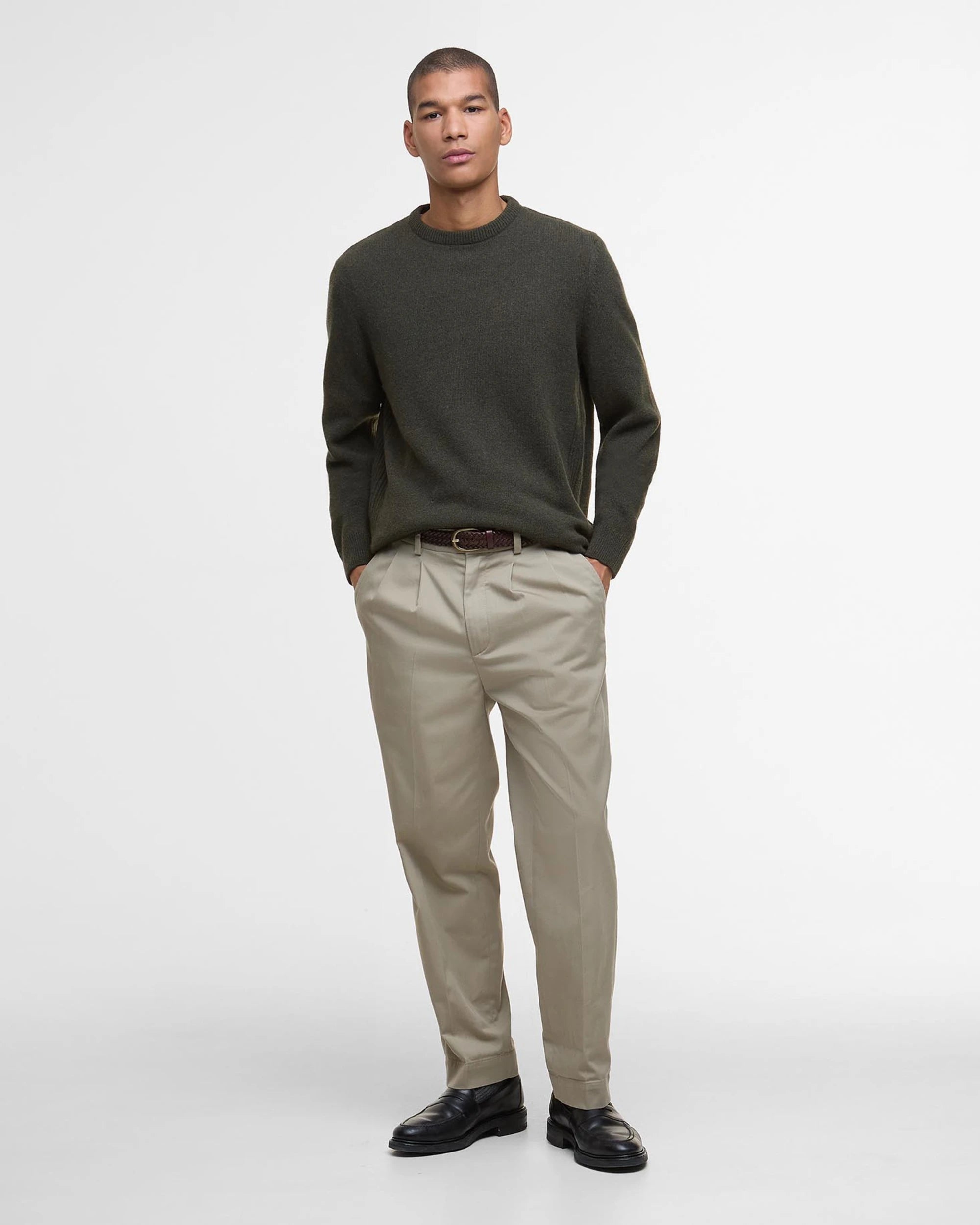 Holden Crew Neck Sweater AW25 Barbour - Olive Marl