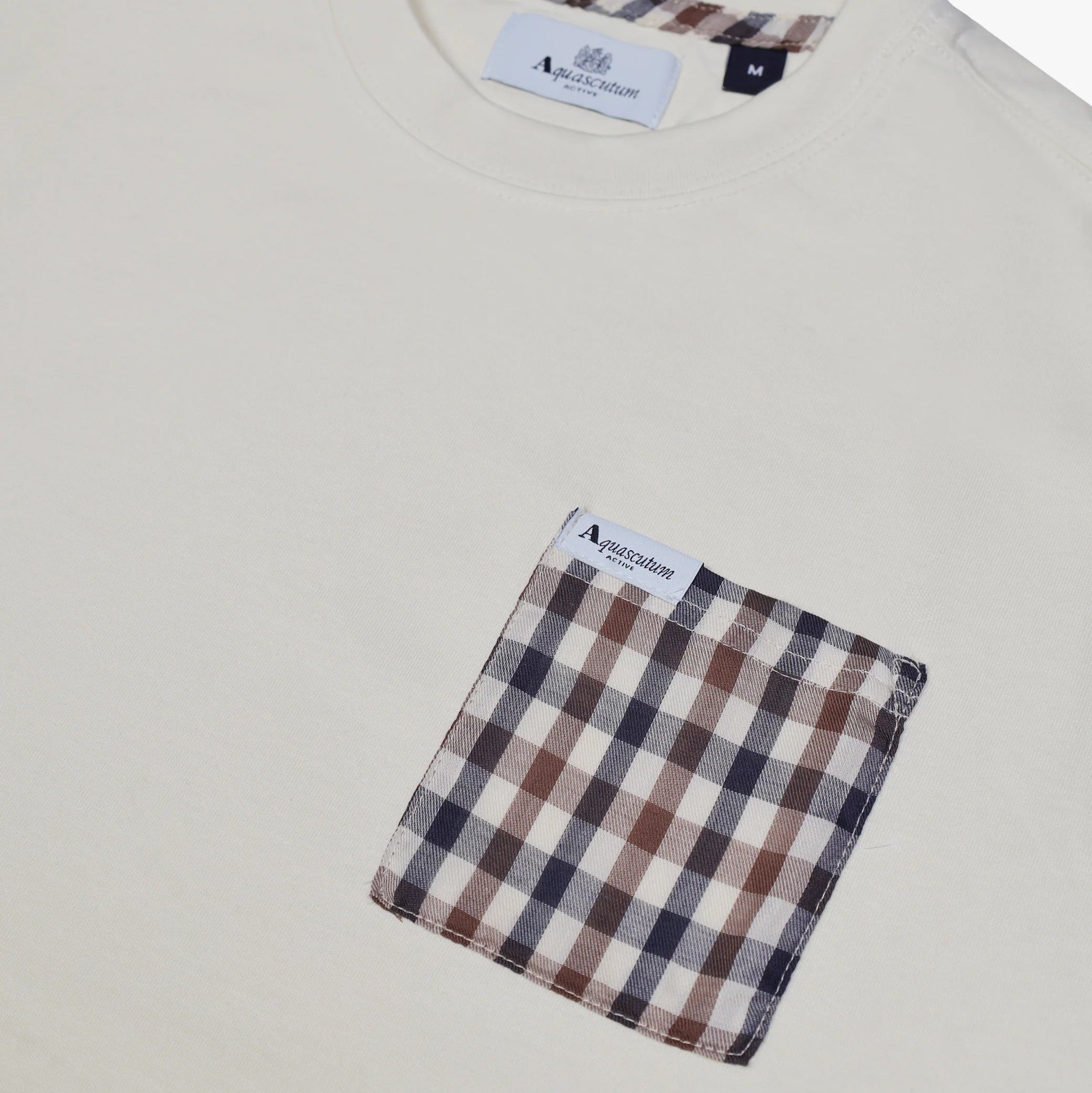 Club Check Pocket T-Shirt Aquascutum - Panna