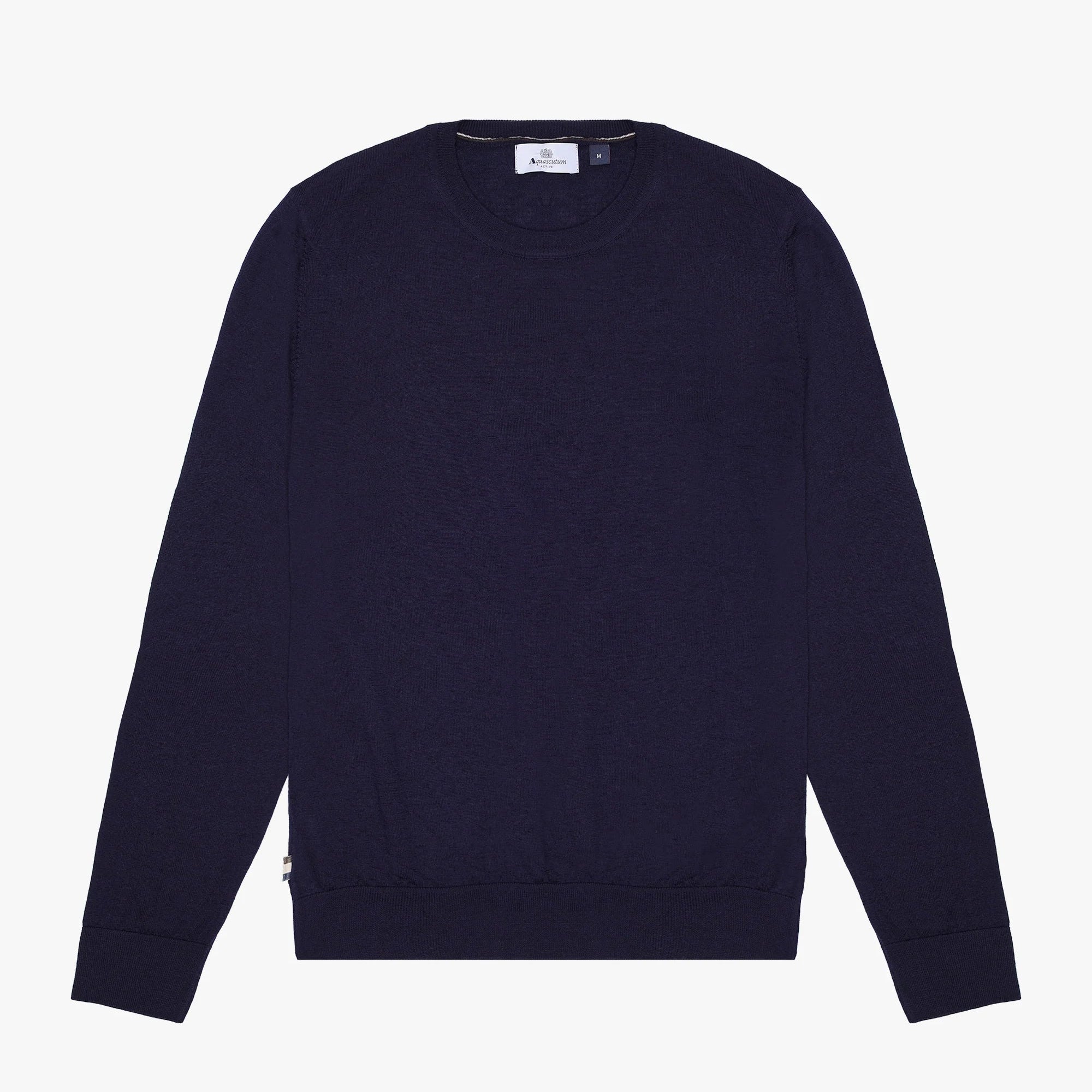 Extrafine Merino Wool Patches Knit Aquascutum AW25 - Navy