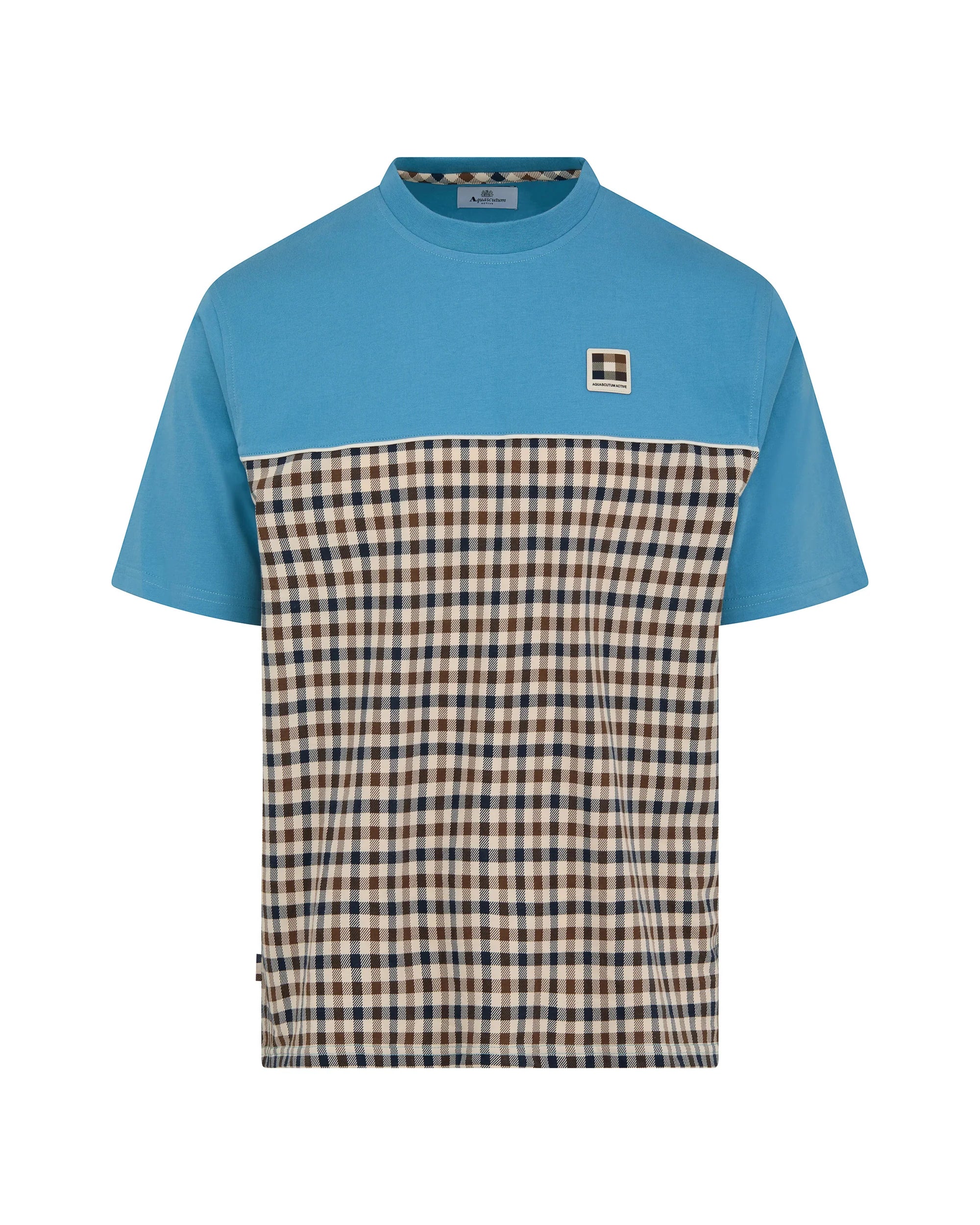 Club Check Panel T-Shirt Aquascutum - Avio