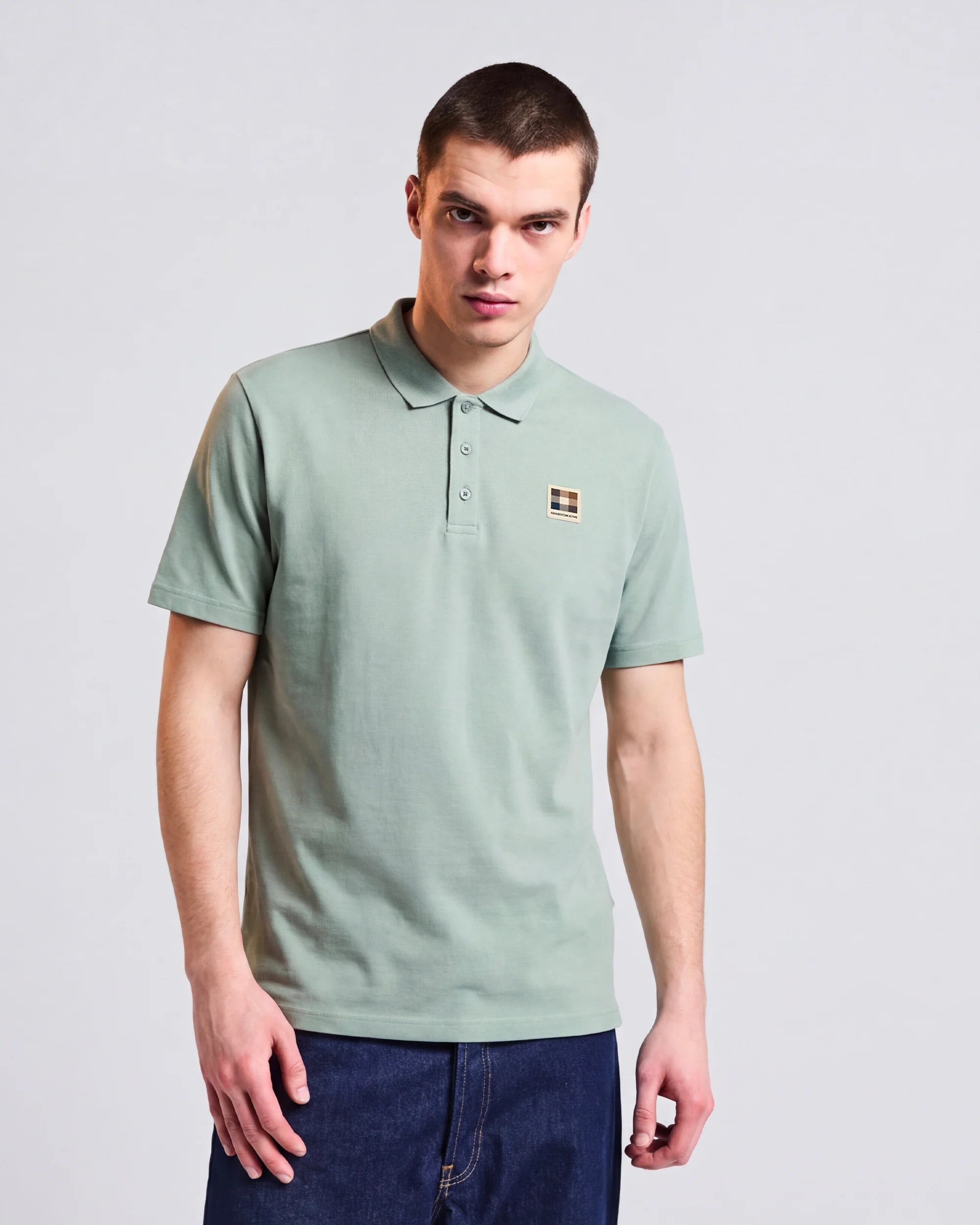 Stretch Piquet Badge Polo Aquascutum - Salvia