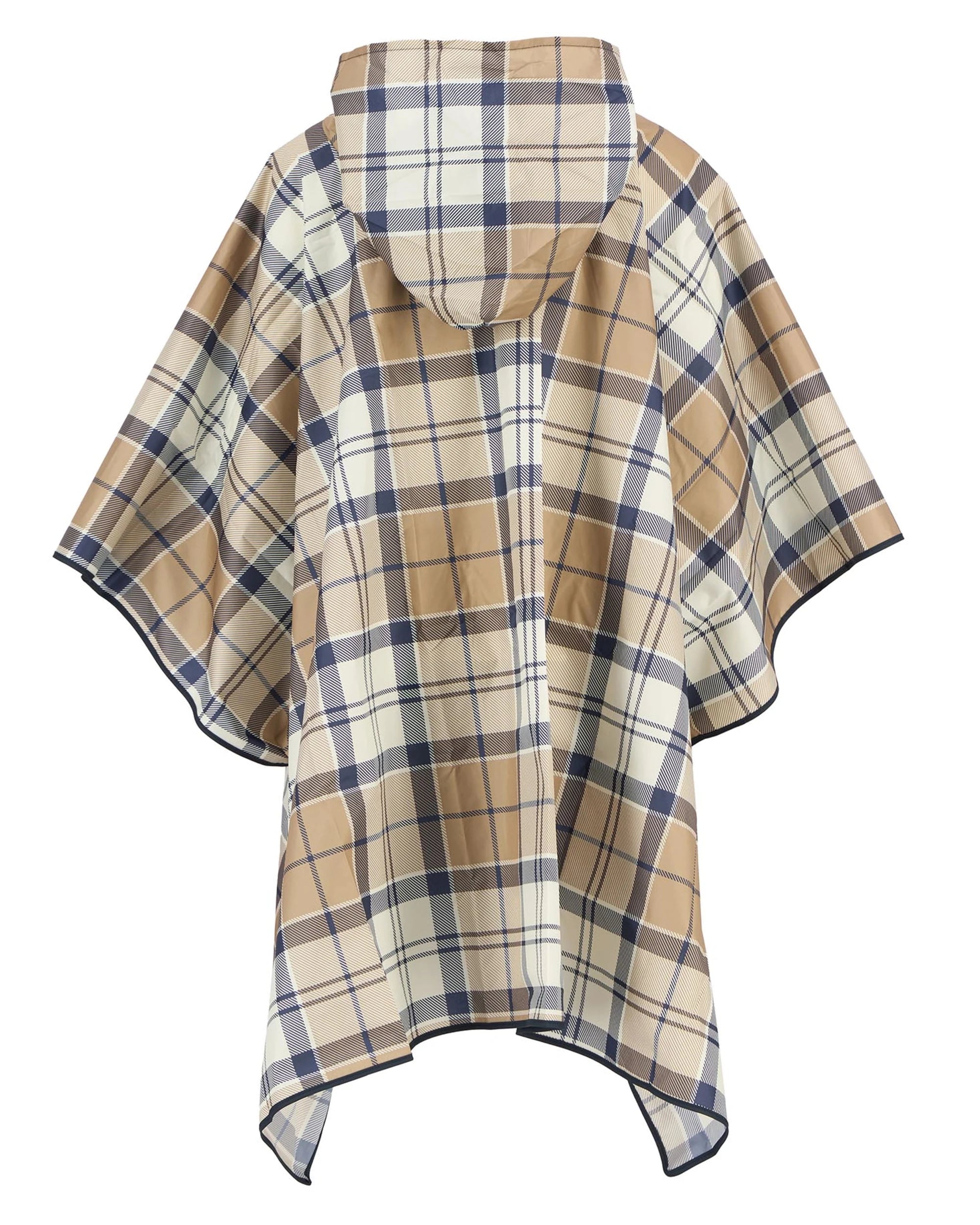 Portree Tartan Poncho AW25 Barbour Donna - Hessian/Navy Tartan