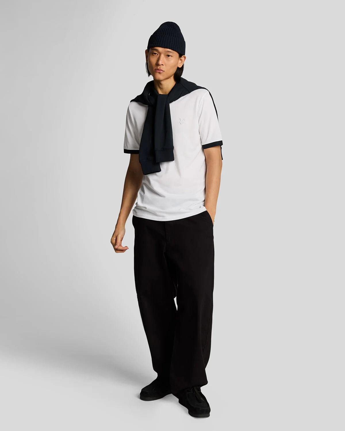 Superfine Ringer Polo Shirt Lyle & Scott - White / Dark Navy
