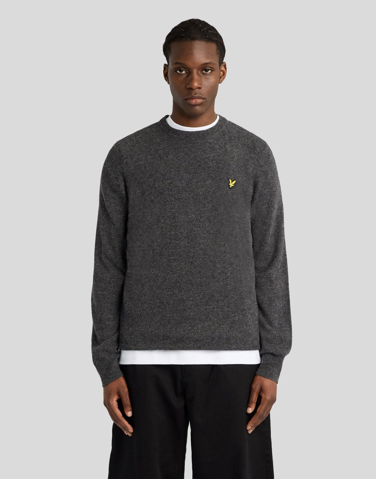 Lyle & Scott – Lambswool Blend Crew Neck Jumper – Charcoal Marl