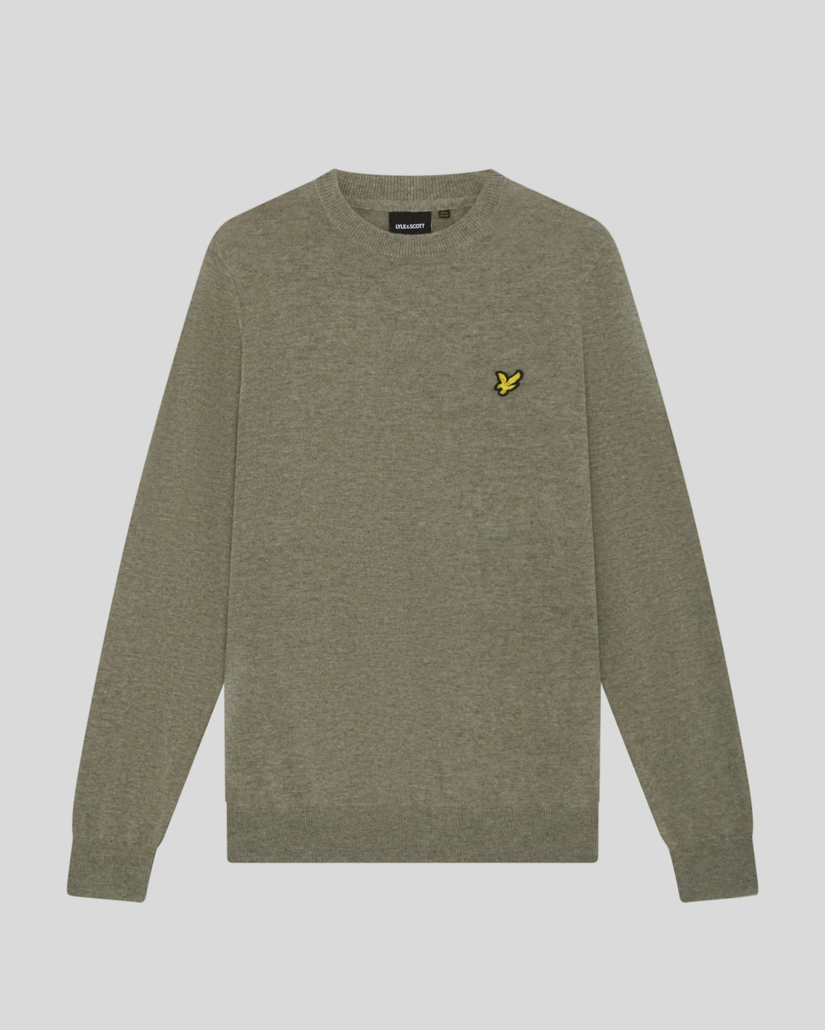 Lyle & Scott – Lambswool Blend Crew Neck Jumper – Khaki Smoke Marl