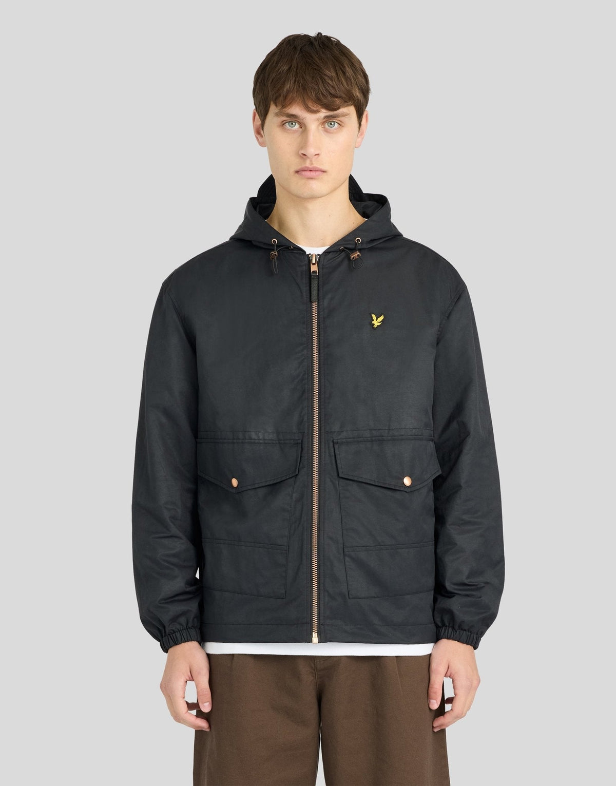 Lyle & Scott – Waxed Hooded Utility Jacket – Jet Black