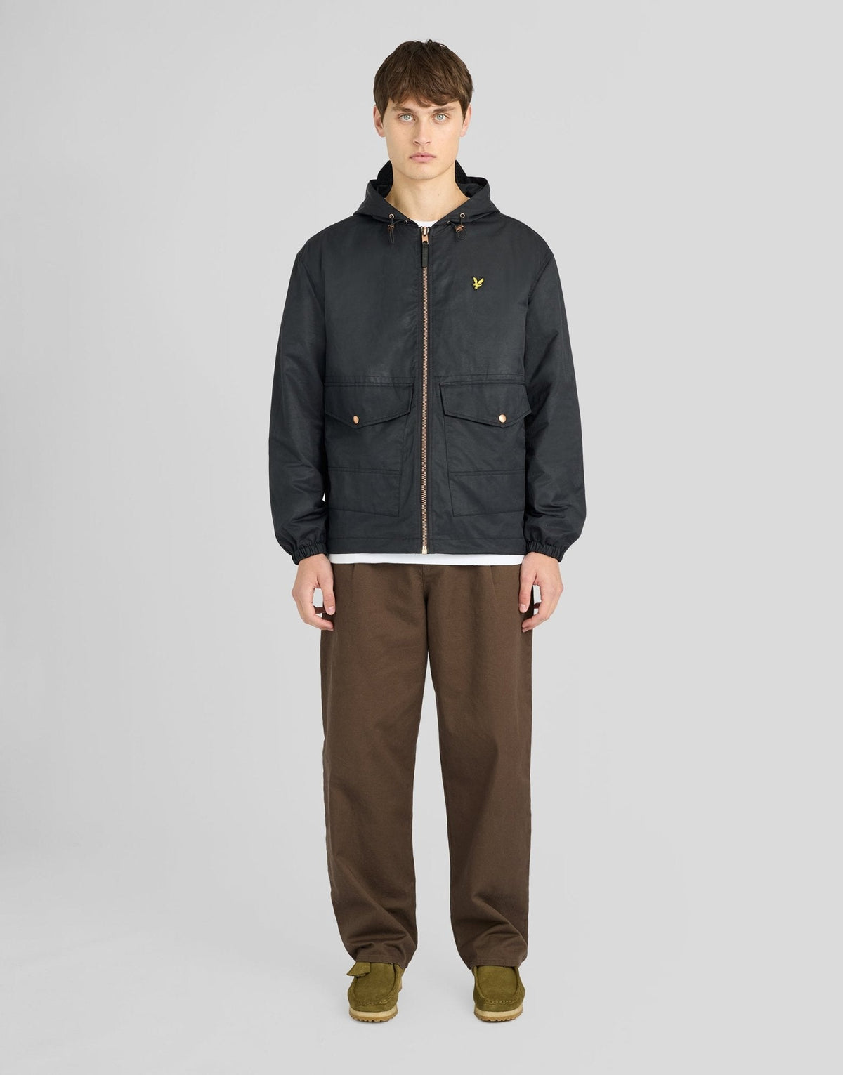 Lyle & Scott – Waxed Hooded Utility Jacket – Jet Black