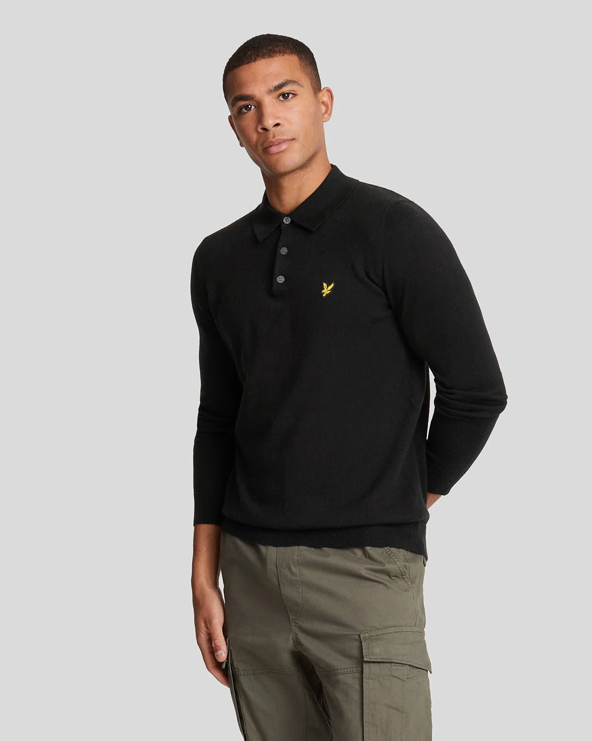 Merino Blend Long Sleeve Polo Shirt Lyle & Scott AW25 - Jet Black