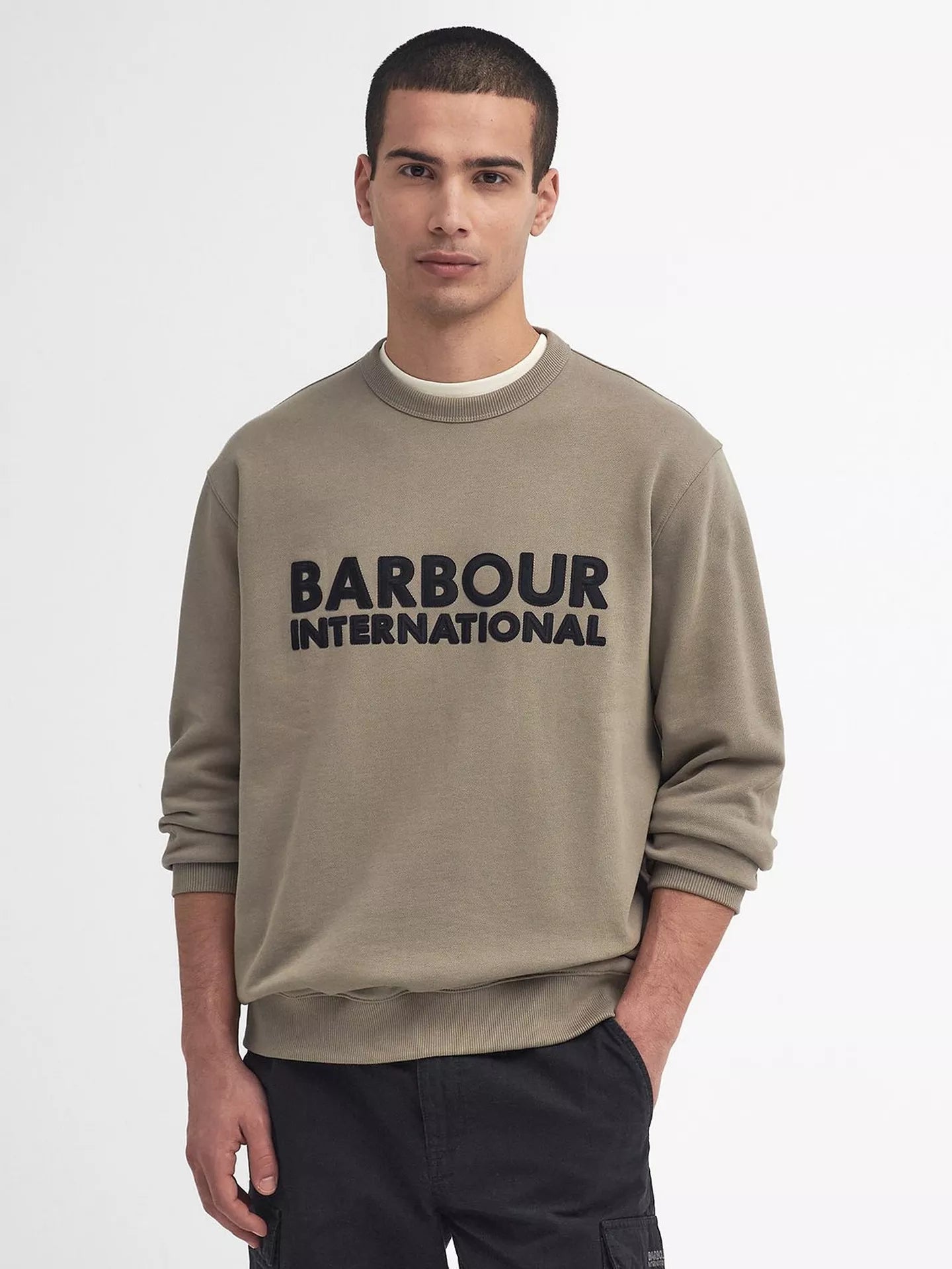 Otis Logo Crew Neck Sweatshirt Fw24 Barbour International - Brindle