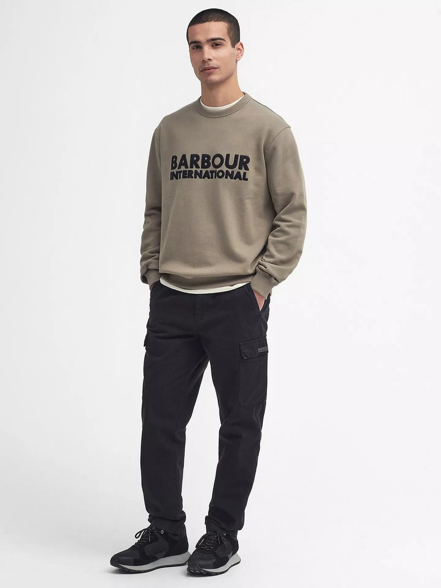 Otis Logo Crew Neck Sweatshirt Fw24 Barbour International - Brindle