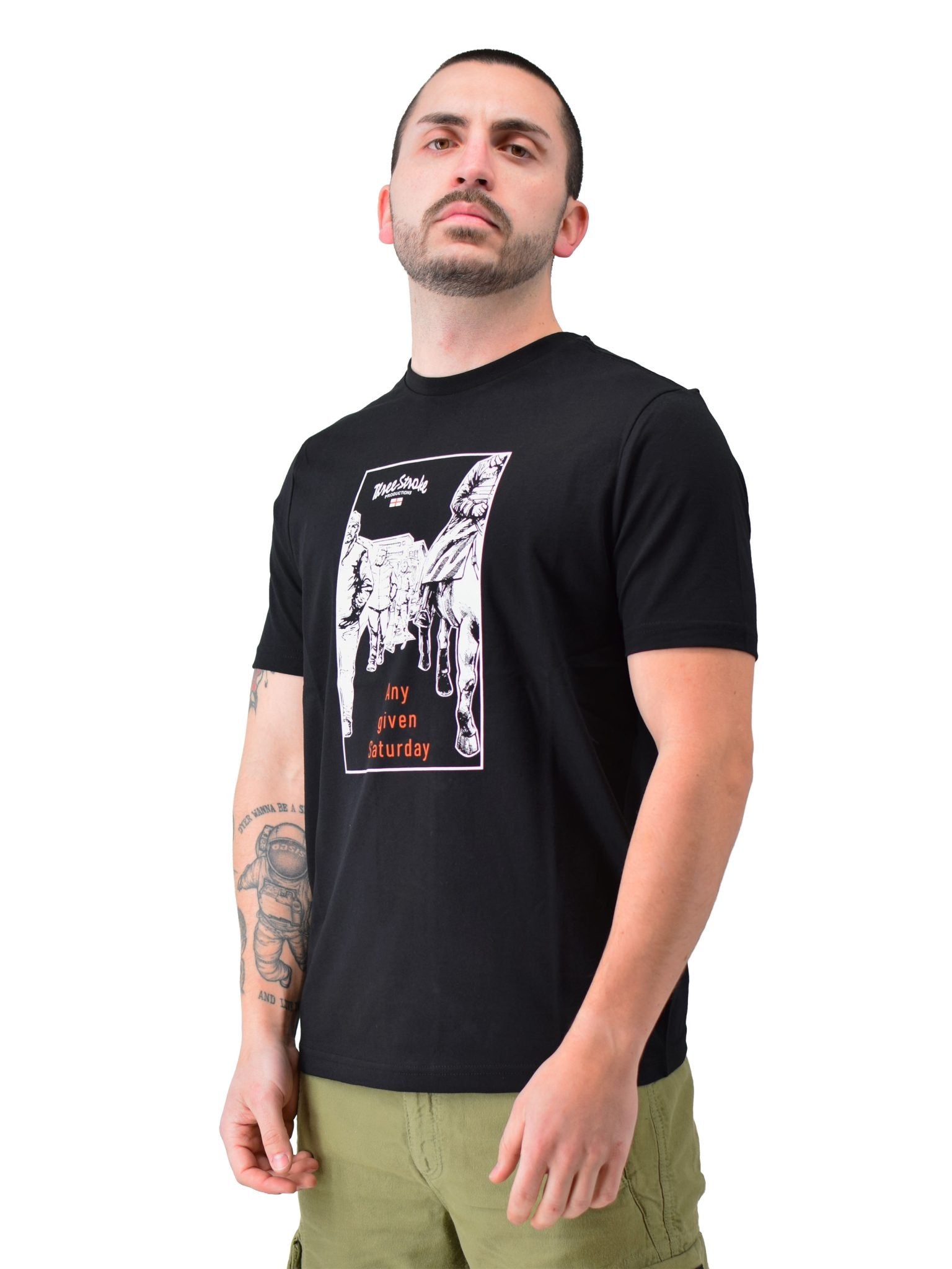 045 SS26 Any Given Saturday T-Shirt Three Stroke - Black