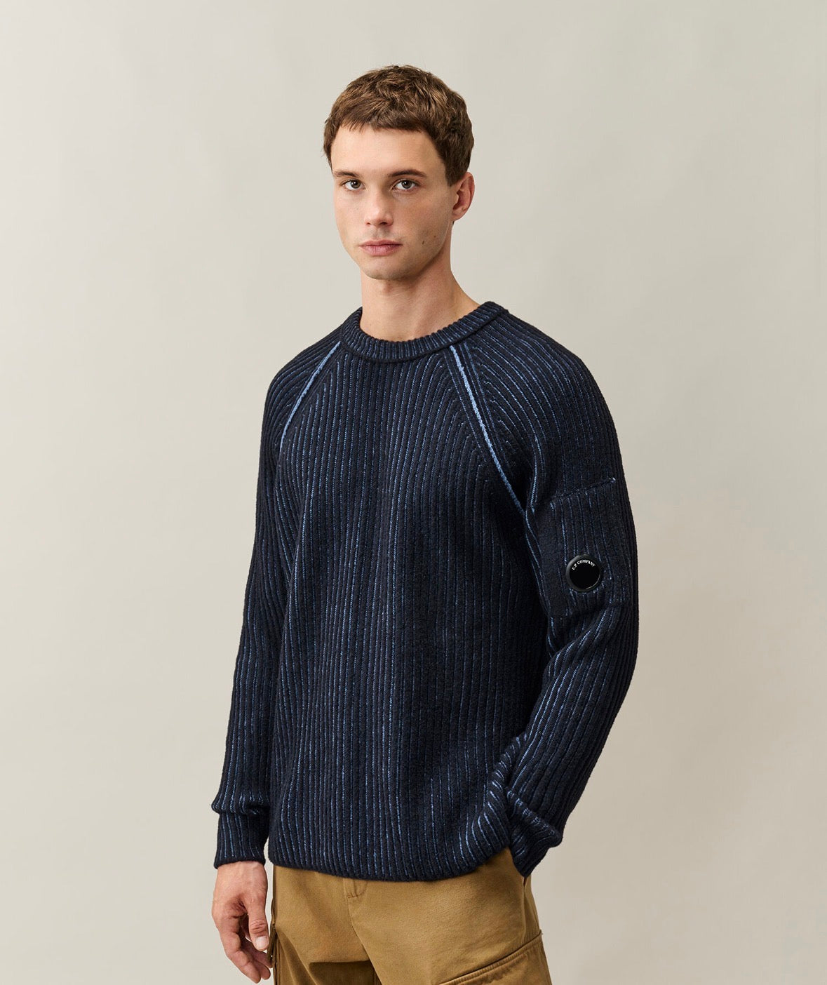 C.P. Company – Knitwear Crew Neck in Fleece Knit – Orion Blue