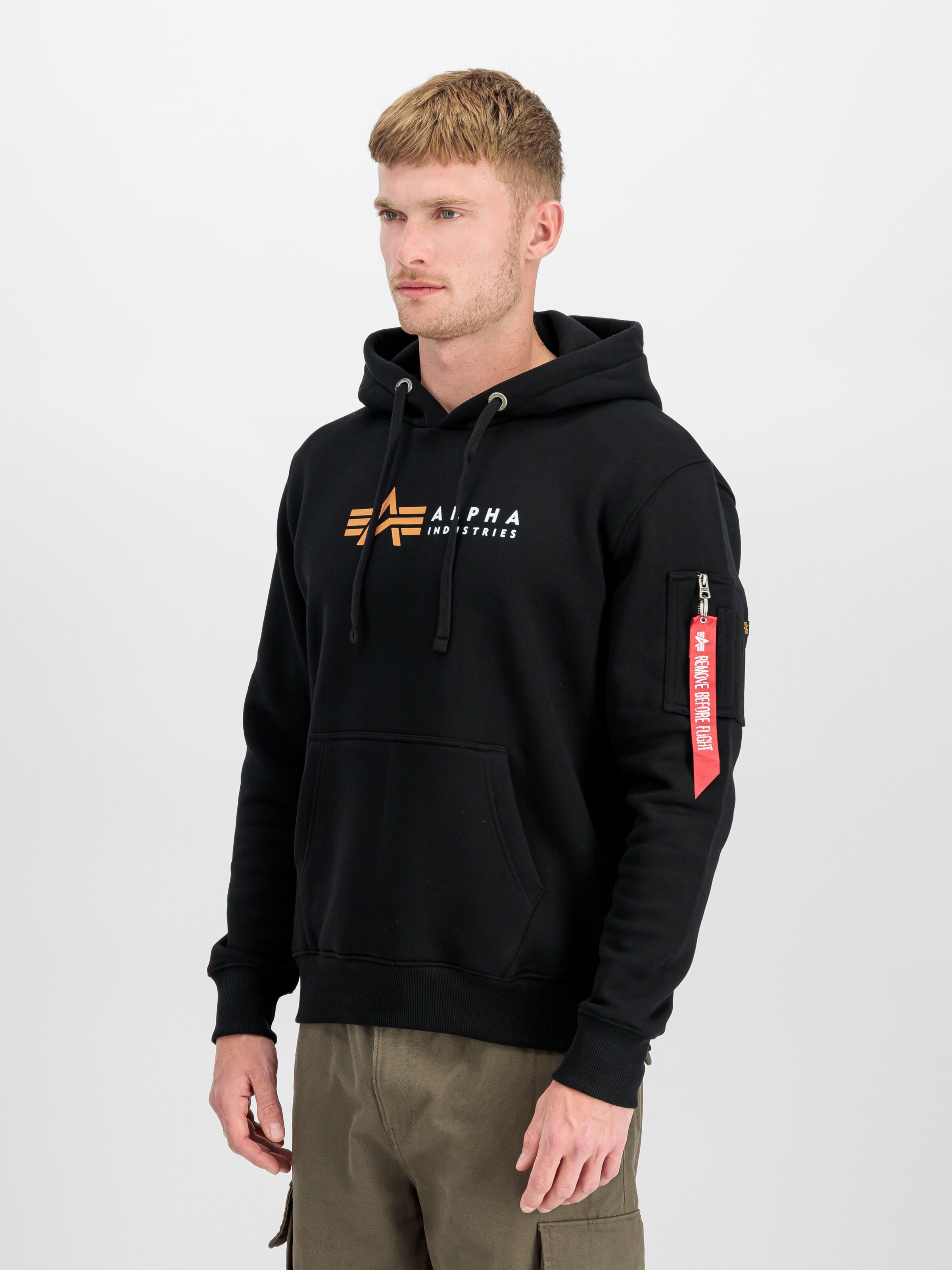 Alpha Label Hoodie Alpha Industries AW25 - Black