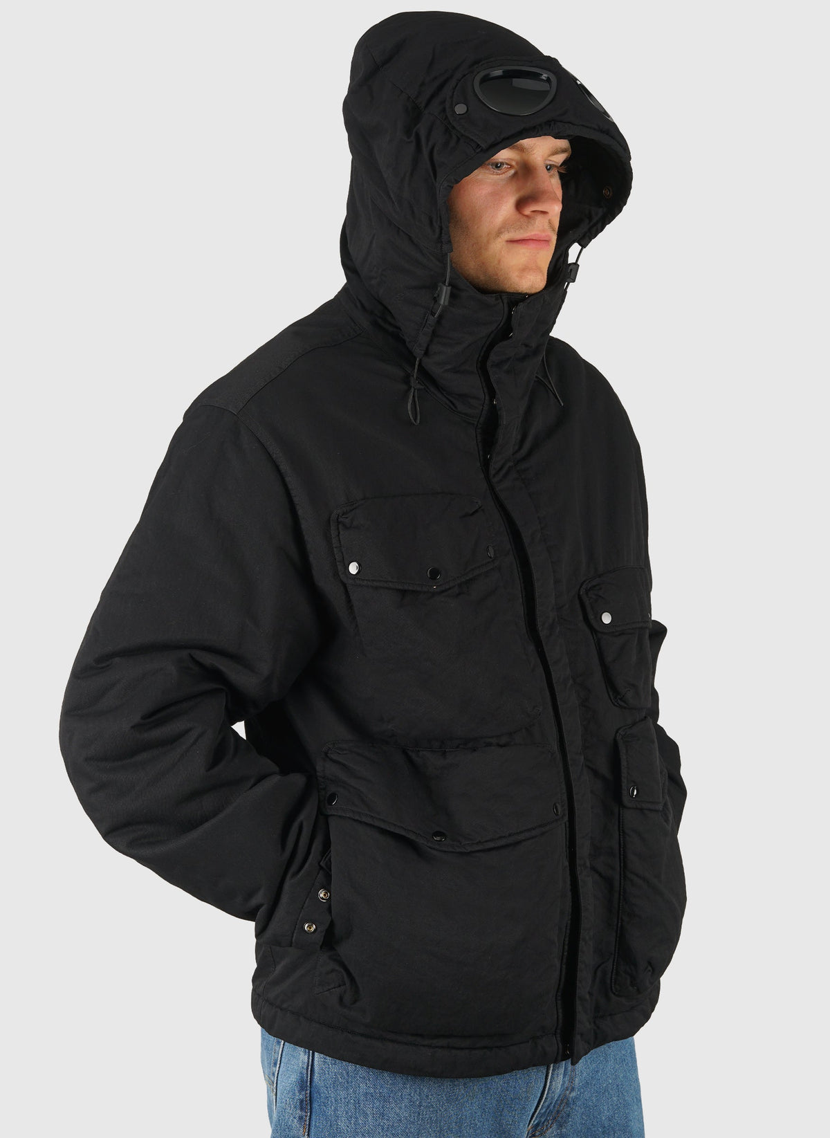 C.P. Company T-Flatt Padded Goggle Jacket Black cappuccio