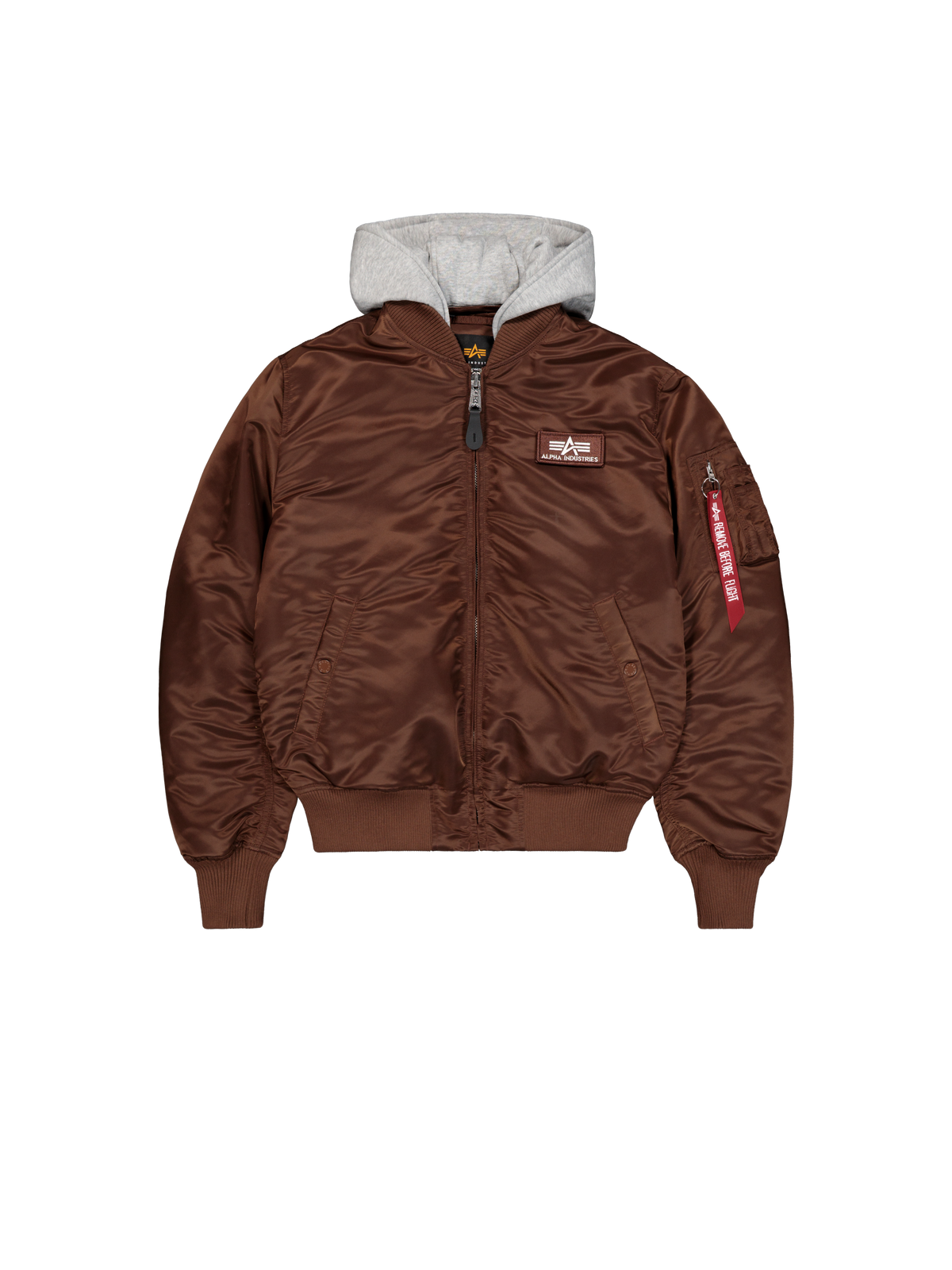 Alpha Industries – MA-1 Zip Hood Backprint Bomber Jacket – Powder Brown