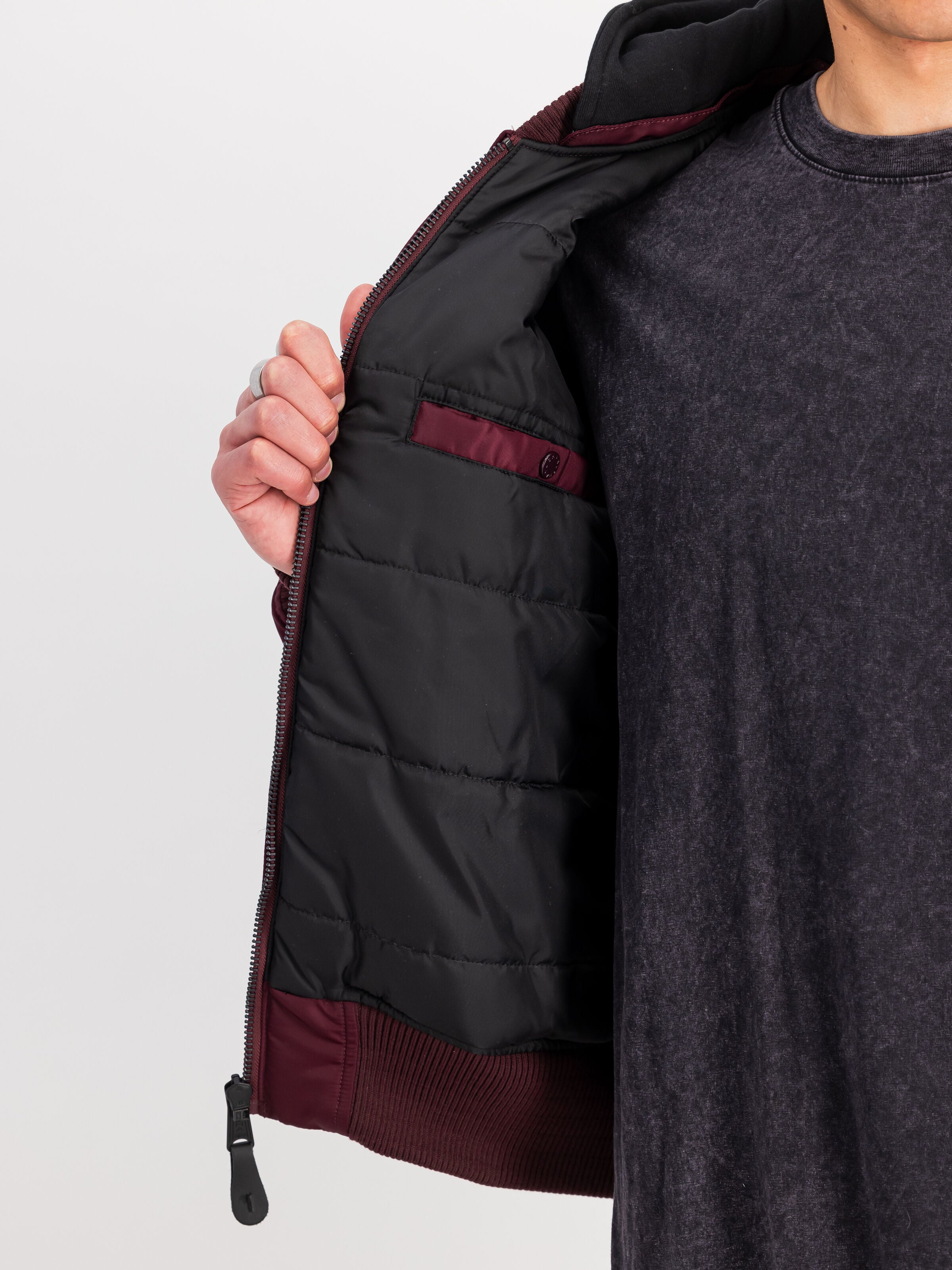 MA-1  ZH Zip Hood Backprint Bomber Jacket Alpha Industries AW25 - Dark Cherry