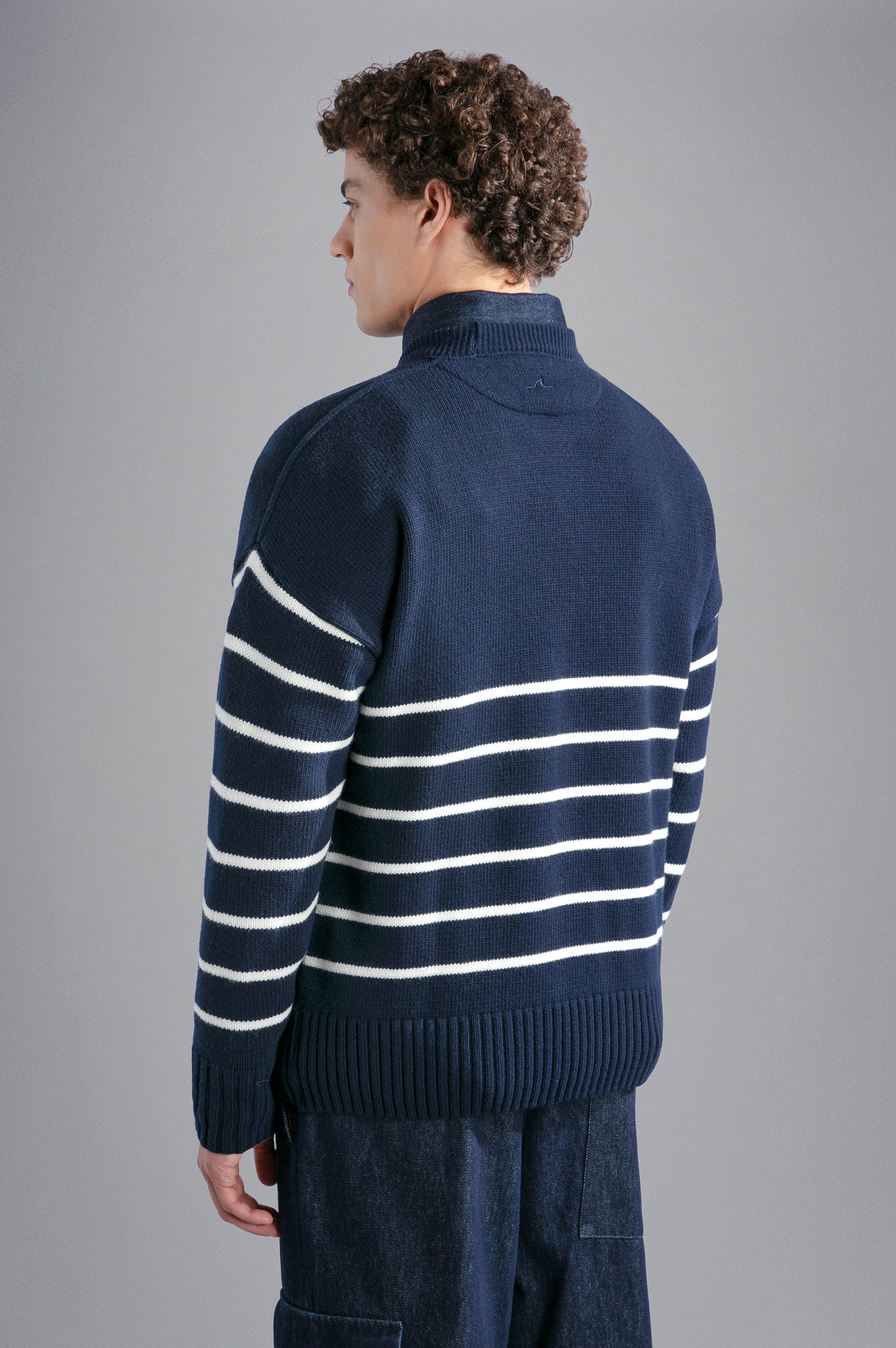 Maglione in Re-Wool con intarsio Paul and Shark - Blu