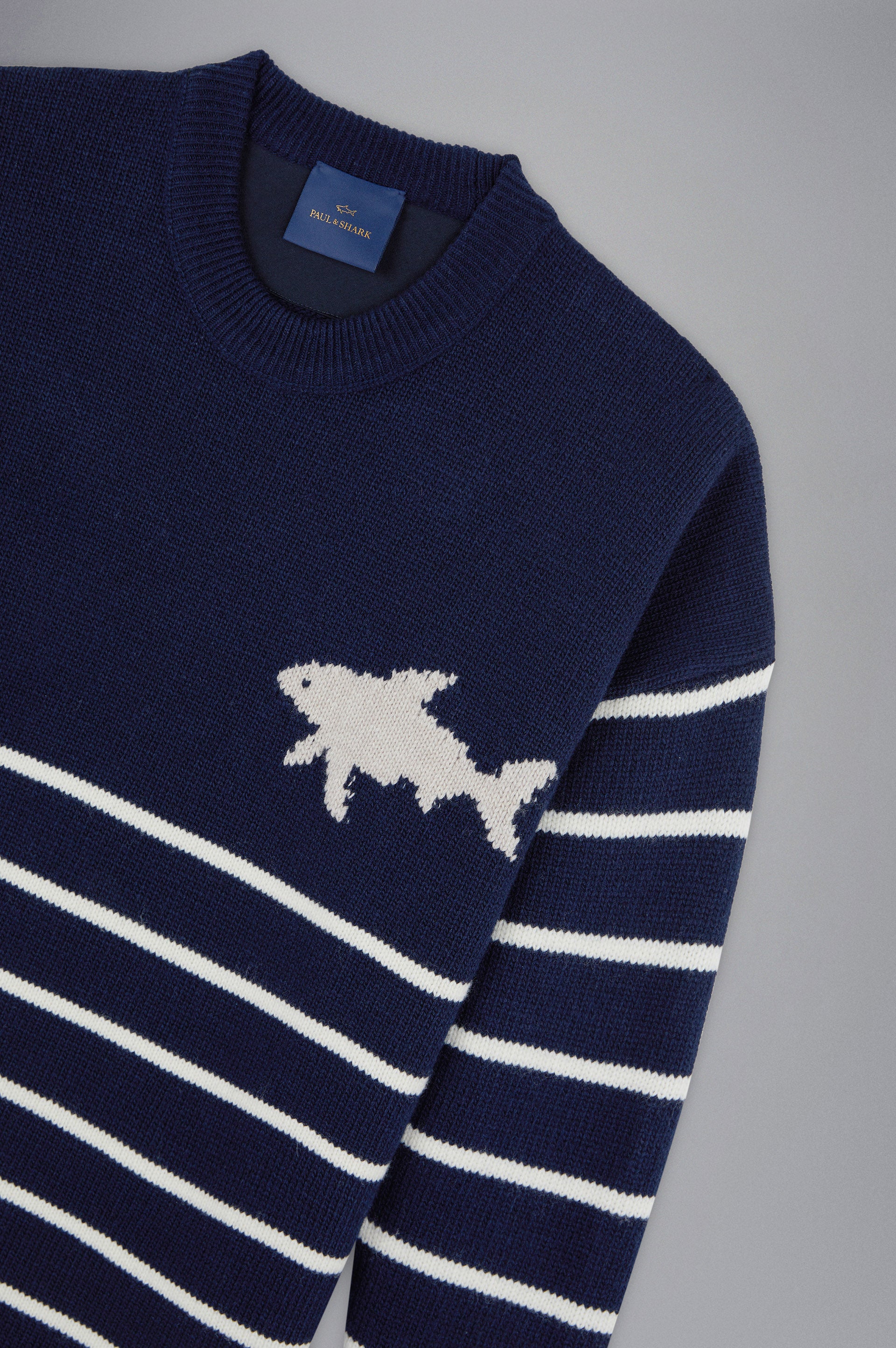 Maglione in Re-Wool con intarsio Paul and Shark - Blu