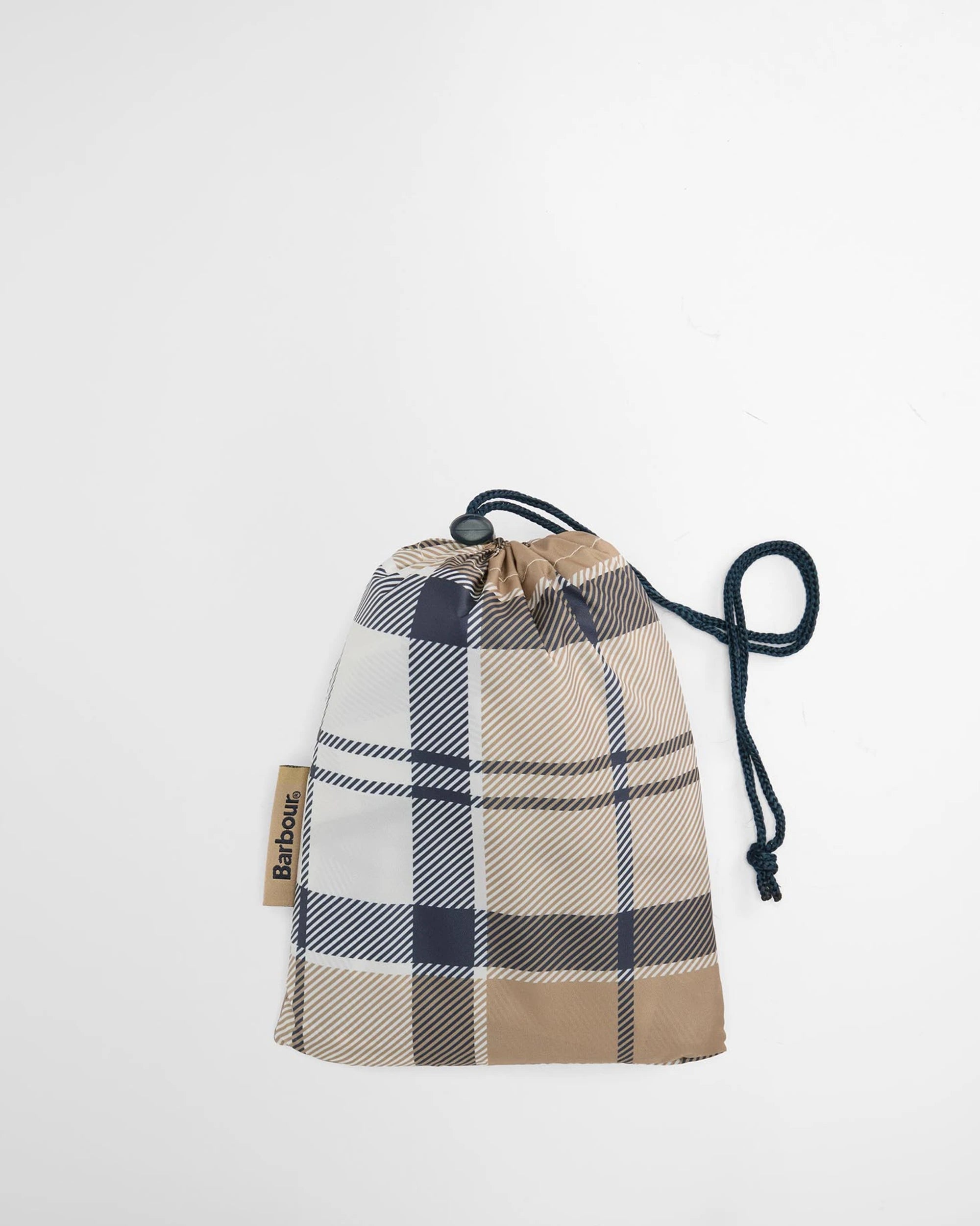 Portree Tartan Poncho AW25 Barbour Donna - Hessian/Navy Tartan