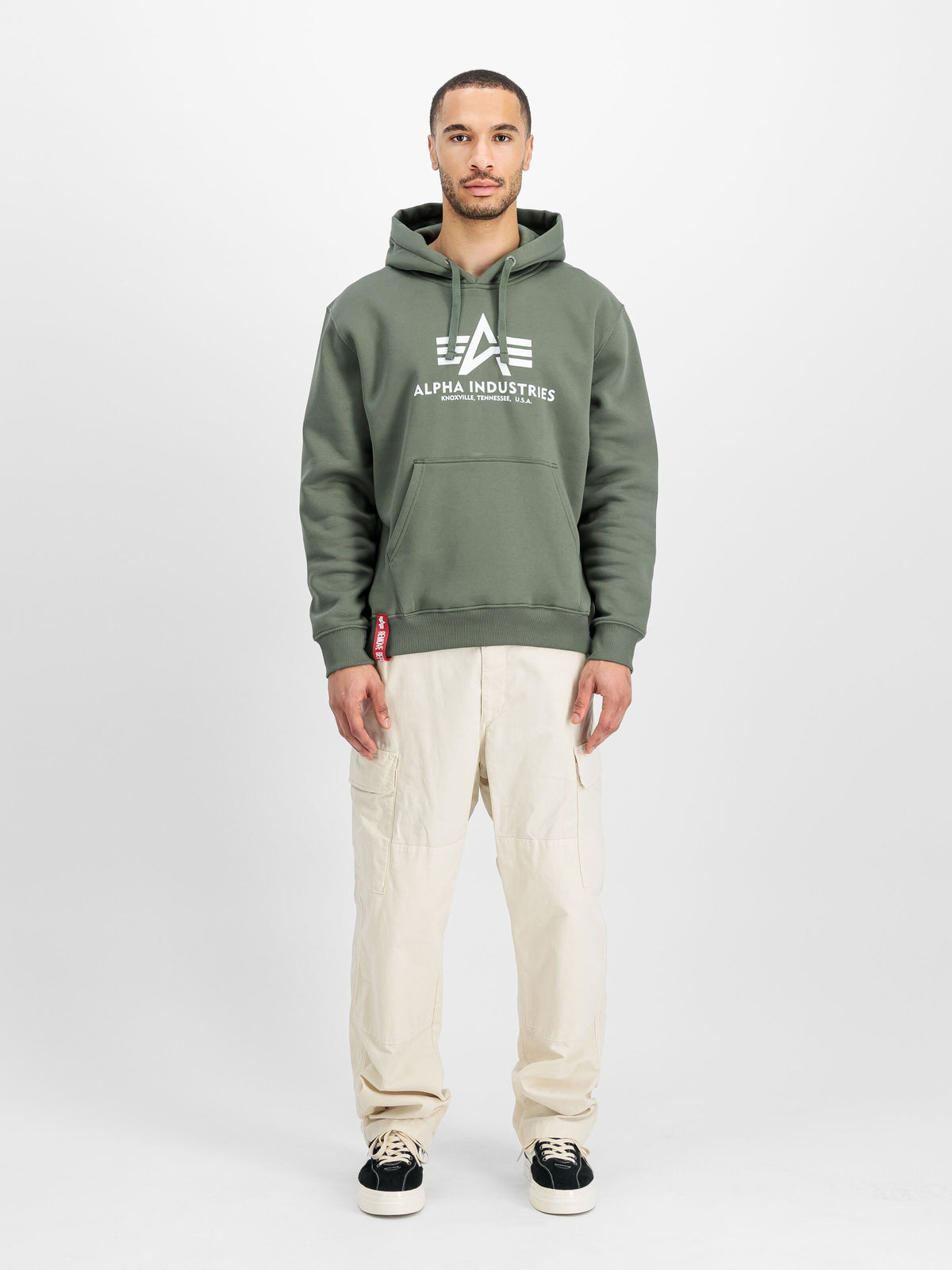 Alpha Industries – Basic Big Logo Hoodie – Dark Olive