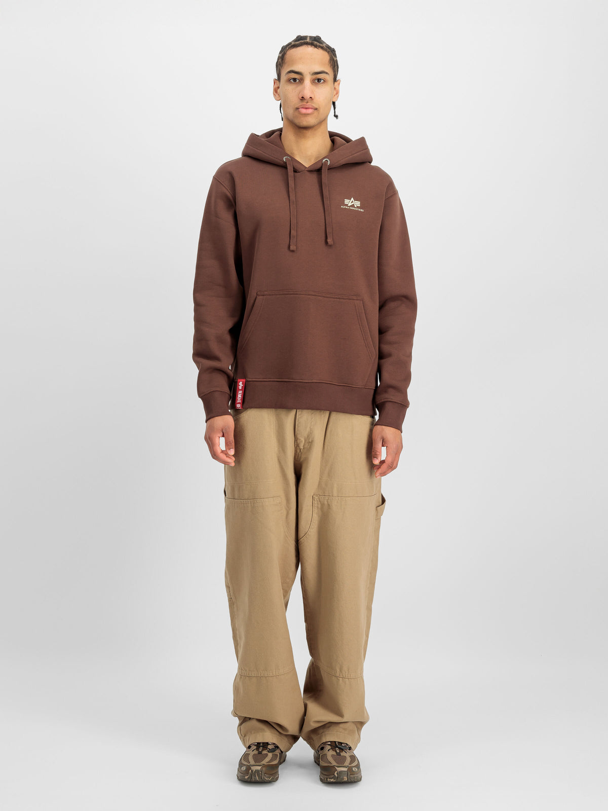 Alpha Industries – Basic Small Logo Hoodie – Powder Brown