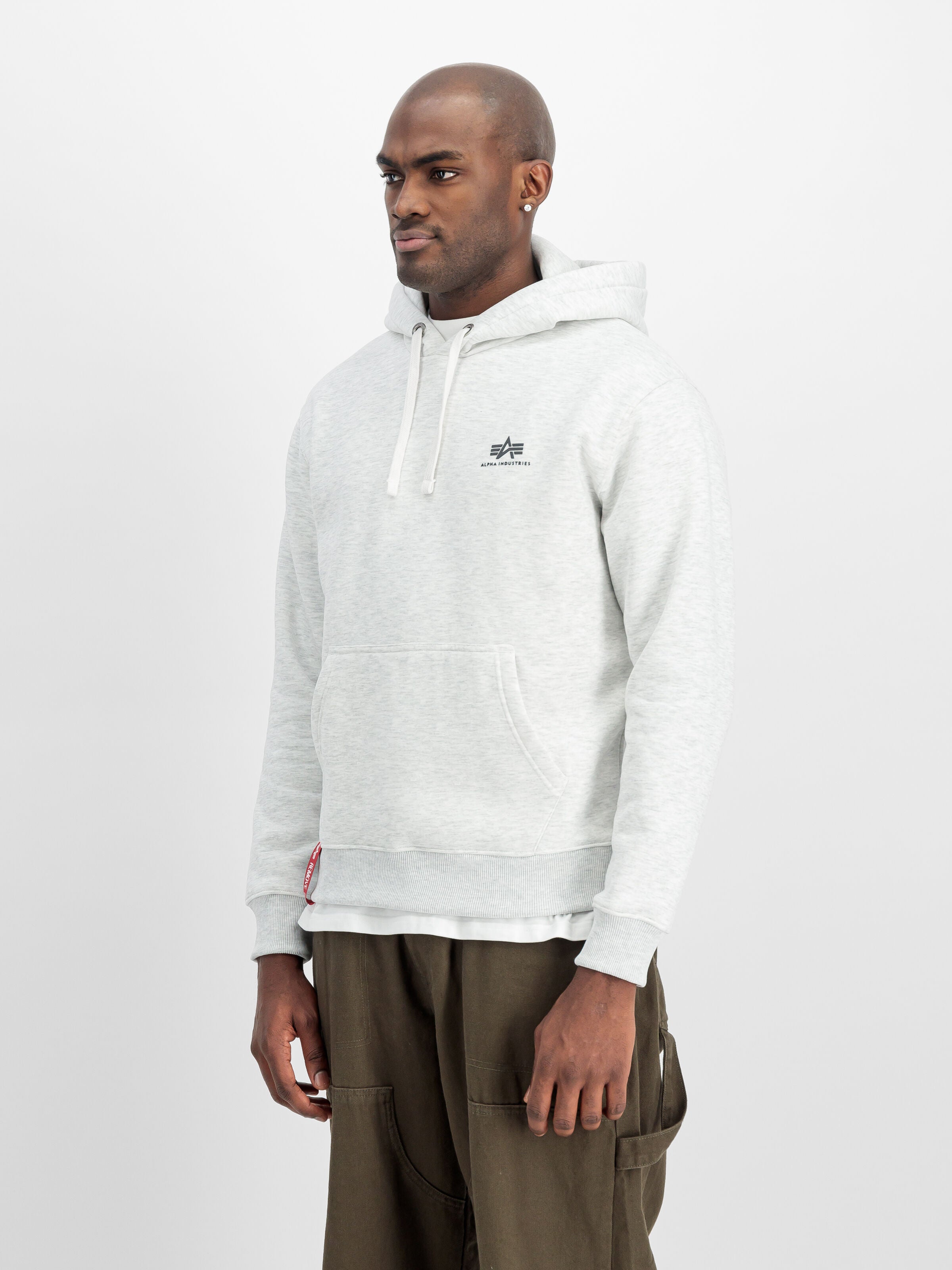 Basic Small Logo Hoodie Alpha Industries AW25 - Pastel Grey Melange