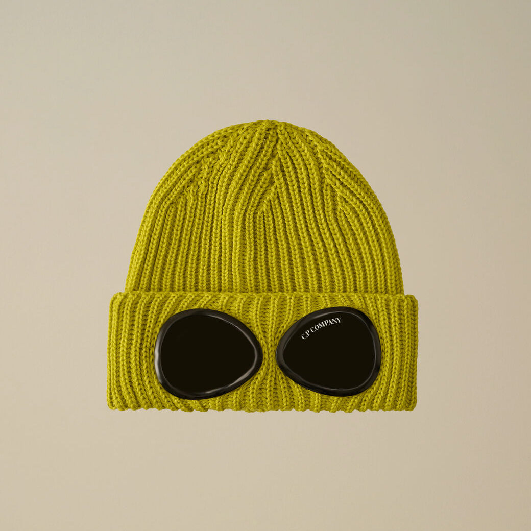 Extrafine Merino Wool Goggle Beanie CP Company® AW25 - Green Sheen Yellow