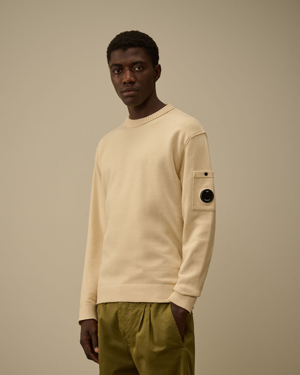 Soft Cotton Stretch Crewneck Sweater CP Company® AW25 - Pistachio Shell