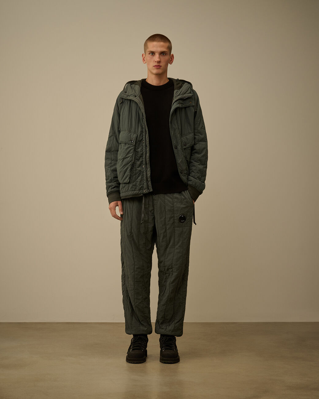 Soft Cotton Stretch Crewneck Sweater CP Company® AW25 - Black