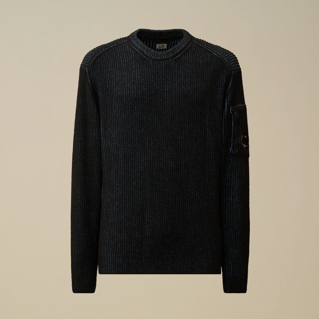 Fleece Knit Crewneck Lens Sweater CP Company® AW25 - Aegean Blue