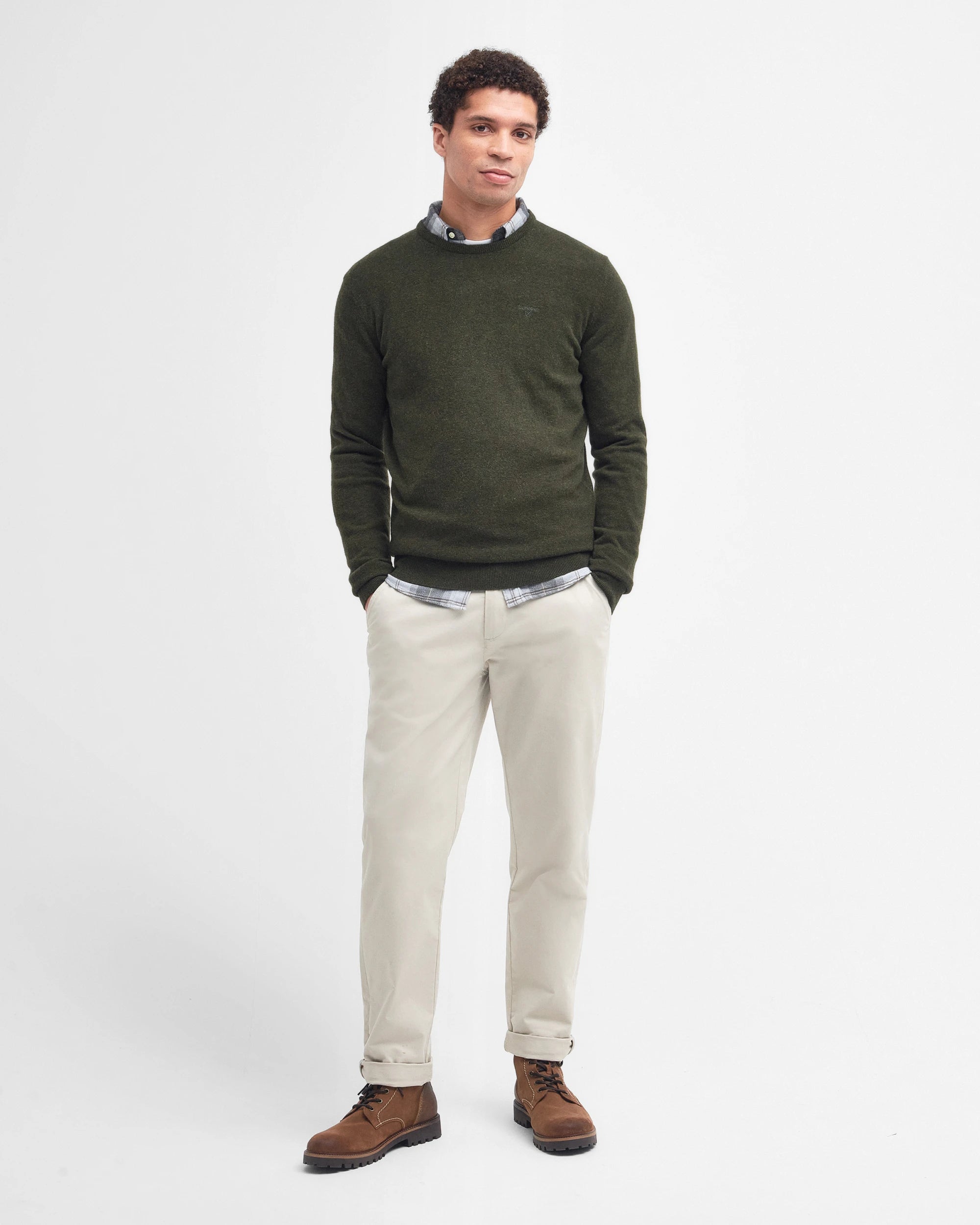 Essential L/Wool Crew AW25 Barbour - Seaweed