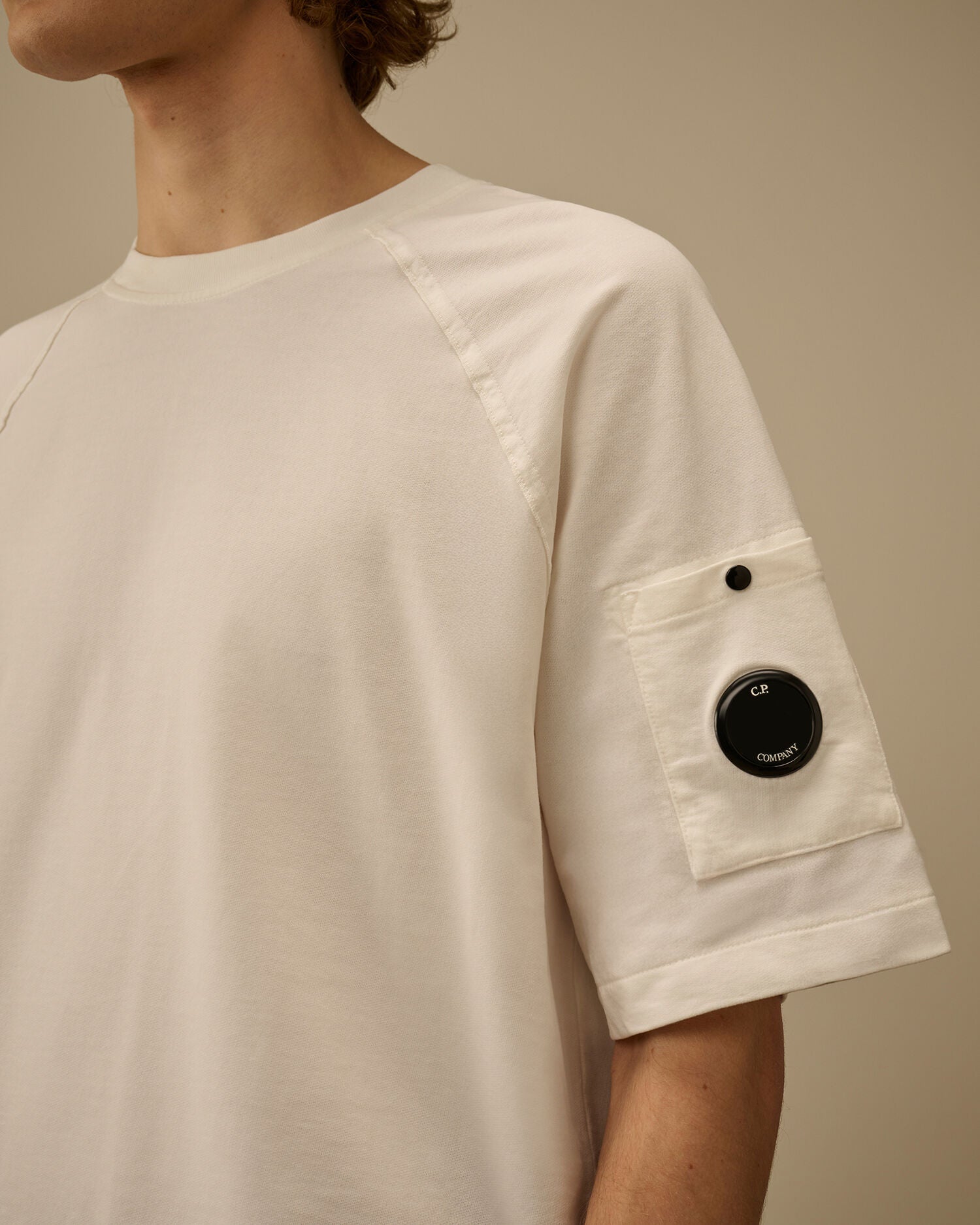 Light Fleece Short Sleeve Sweatshirt C.P. Company - Gauze White