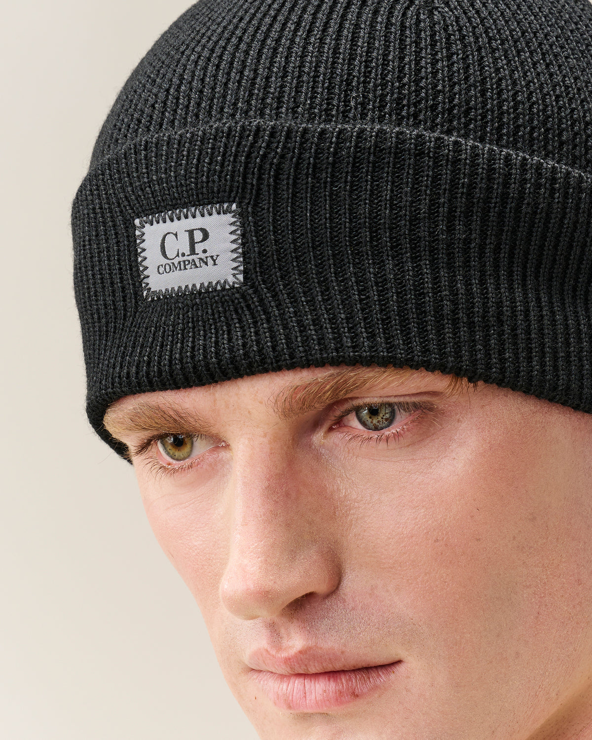 C.P. Company Extrafine Merino Wool Beanie - Black, detail 3