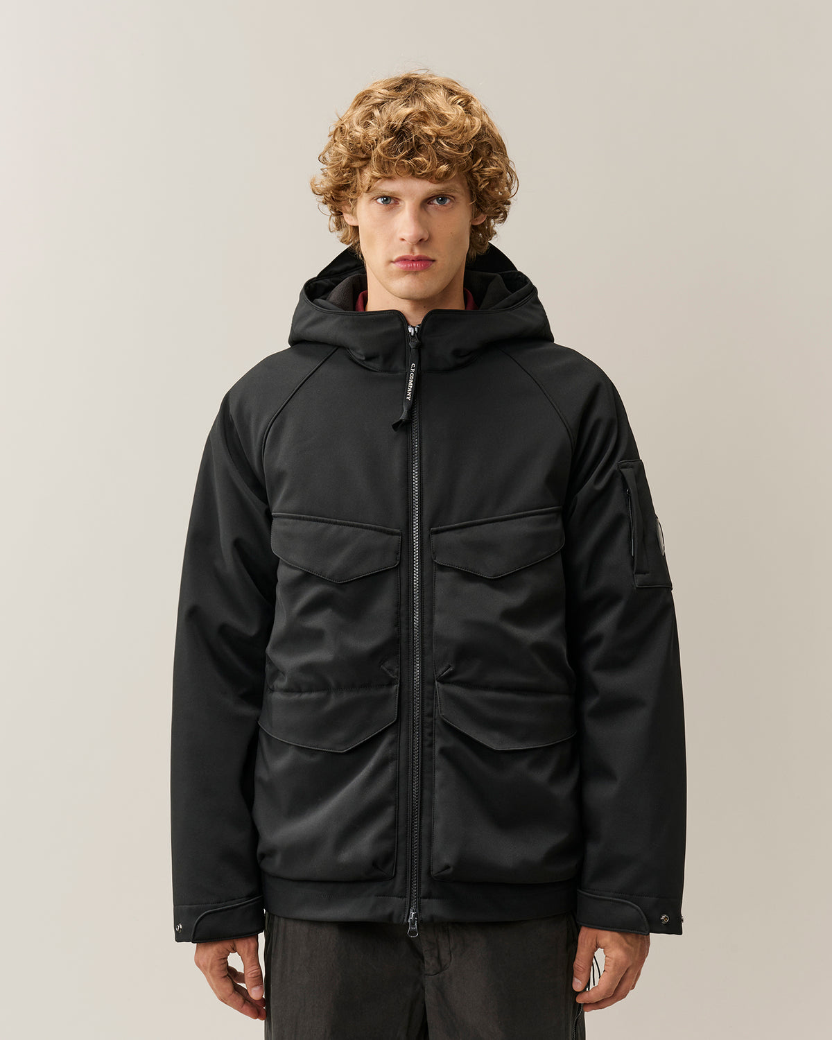 C.P. Company C.P. Shell-R Padded Hooded Lens Jacket - Black, detail 1